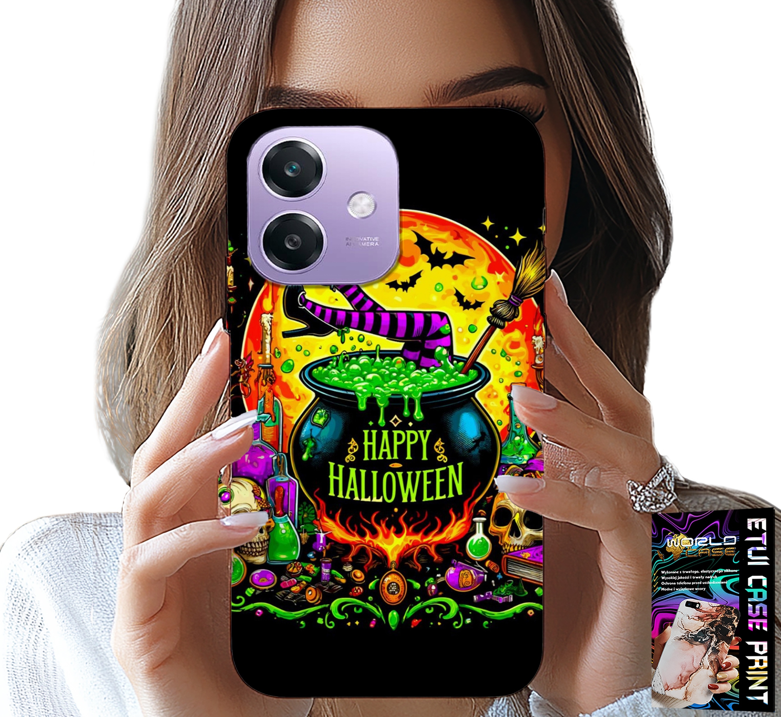 ETUI DO OPPO A40 / A40M - WIEDŹMA KOCIOŁEK RÓŻDŻKA HALLOWEEN SZKŁO