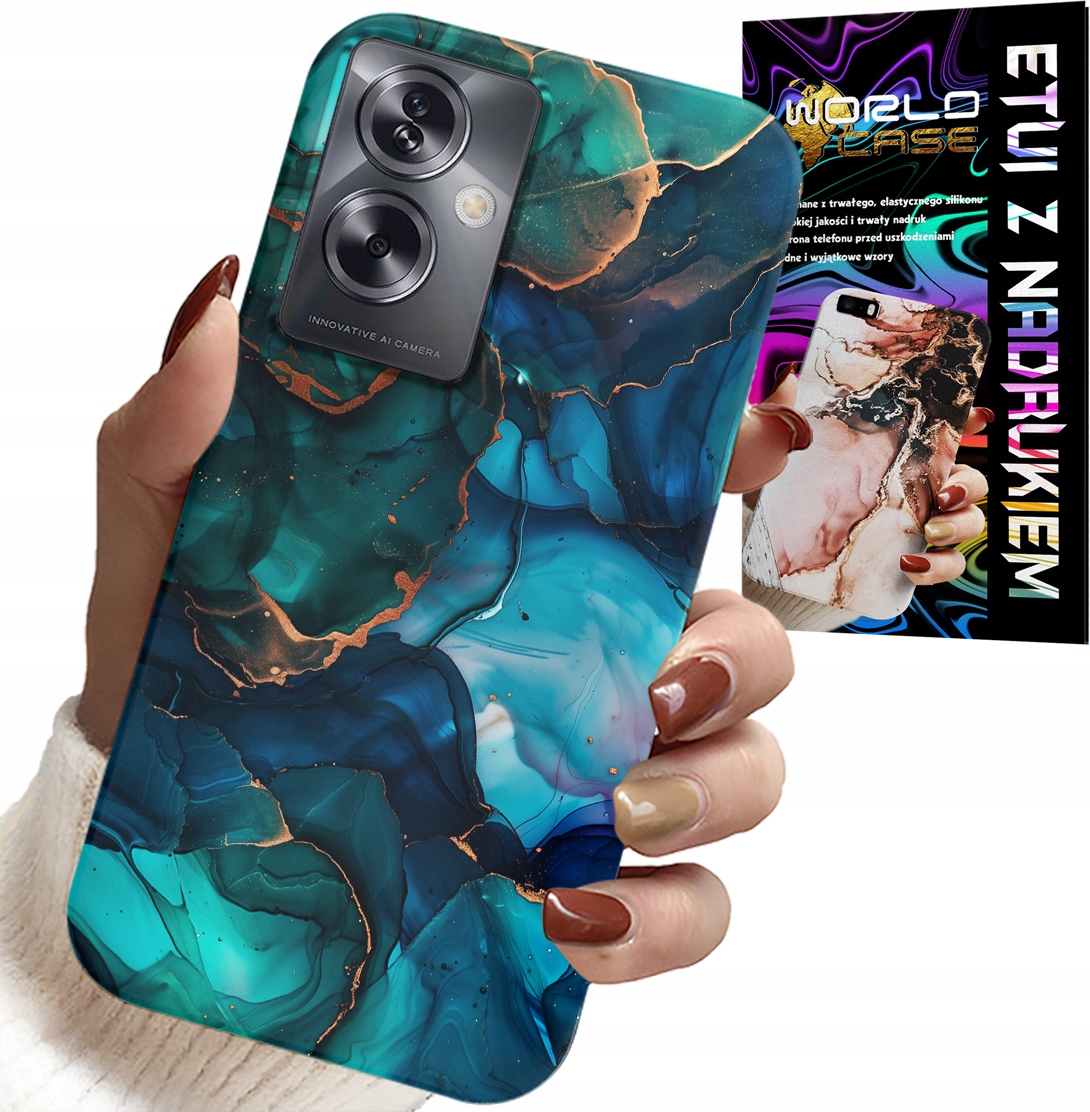 ETUI DO OPPO A79 5G - NIEBIESKO ZIELONY MARMUREK PLECKI WZORY