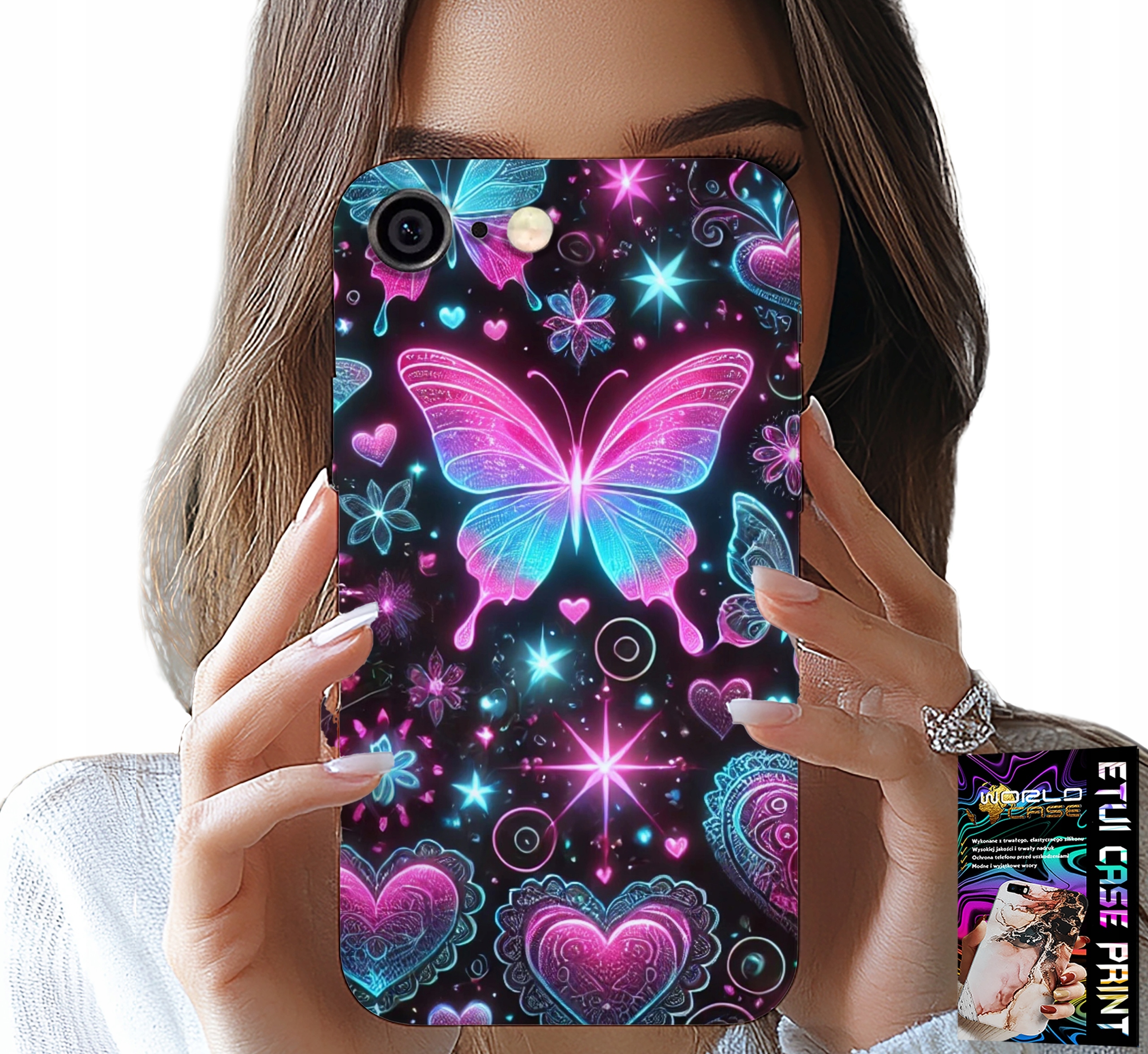 ETUI DO IPHONE 6 / 6S - KOLOROWY MOTYLEK SERCE MODNE WZORY CASE