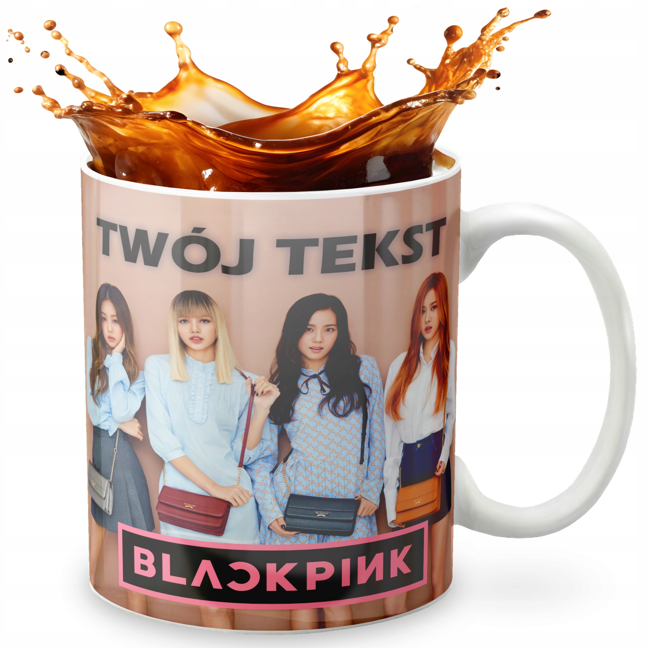 KUBEK 330ml GRAFIKA PREZENT ŚWIĘTA WZÓR - KPOP BLACKPINK BTS GOT7 + IMIĘ