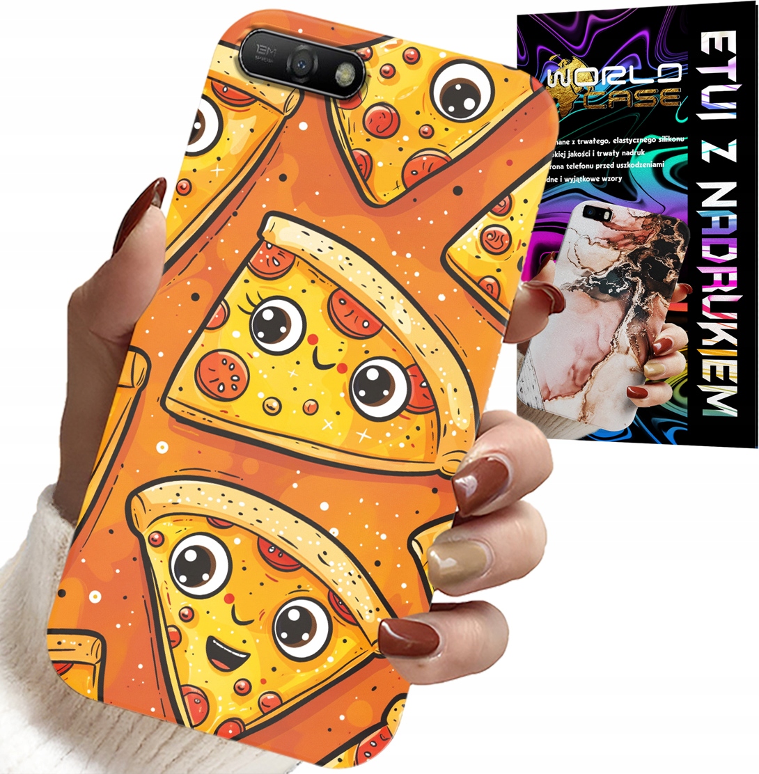 ETUI DO HUAWEI Y6 2018 - SŁODKIE UŚMIECHNIĘTE PIZZE CASE + SZKŁO
