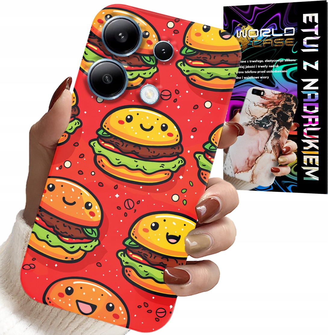 ETUI DO XIAOMI NOTE 13 PRO 4G - SŁODKIE UŚMIECHNIĘTE BURGERY POKROWIEC