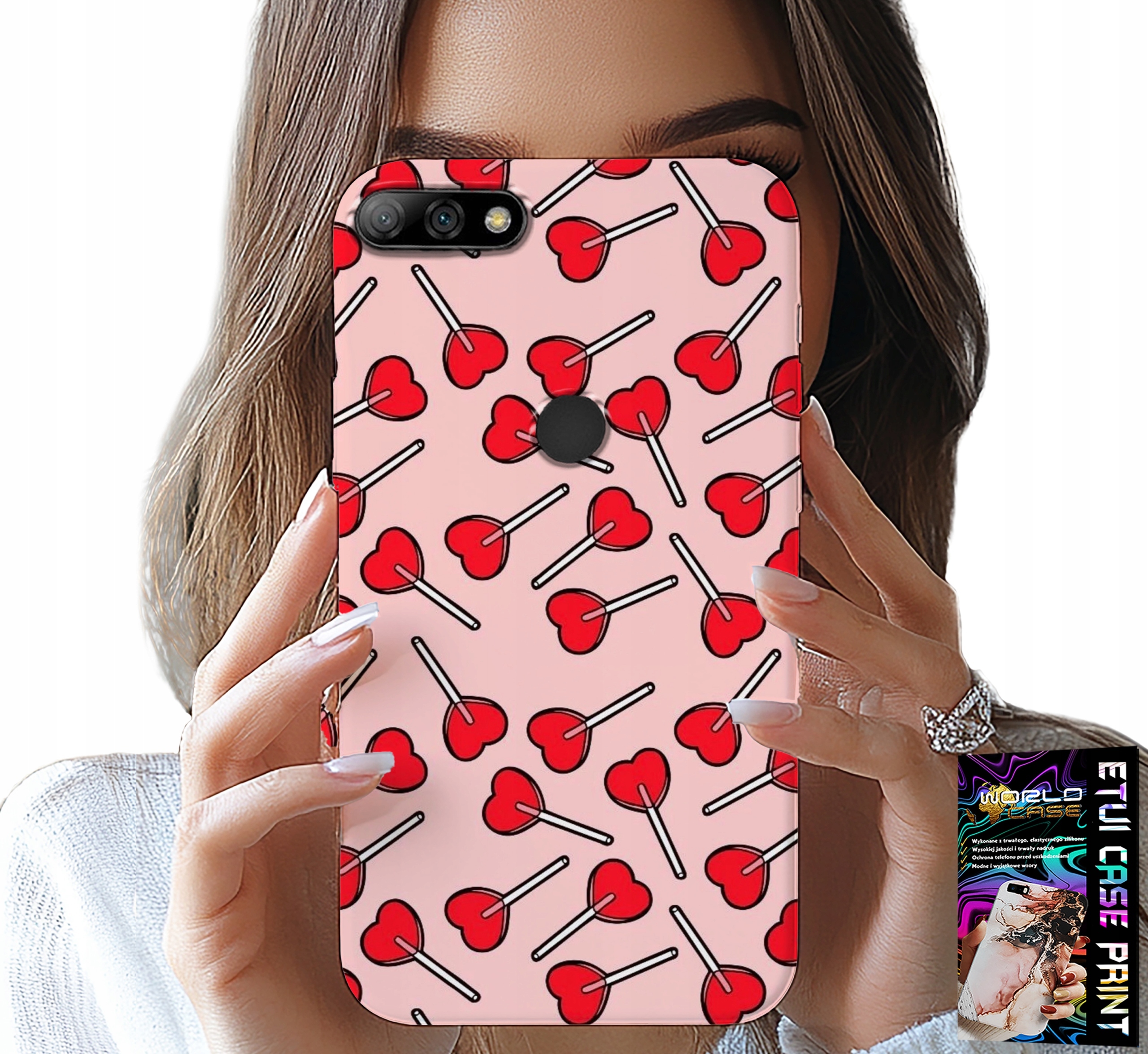 ETUI DO HUAWEI Y7 2018 - KOBIECE, MODNE WZORY LIZAKI W SERCA CASE