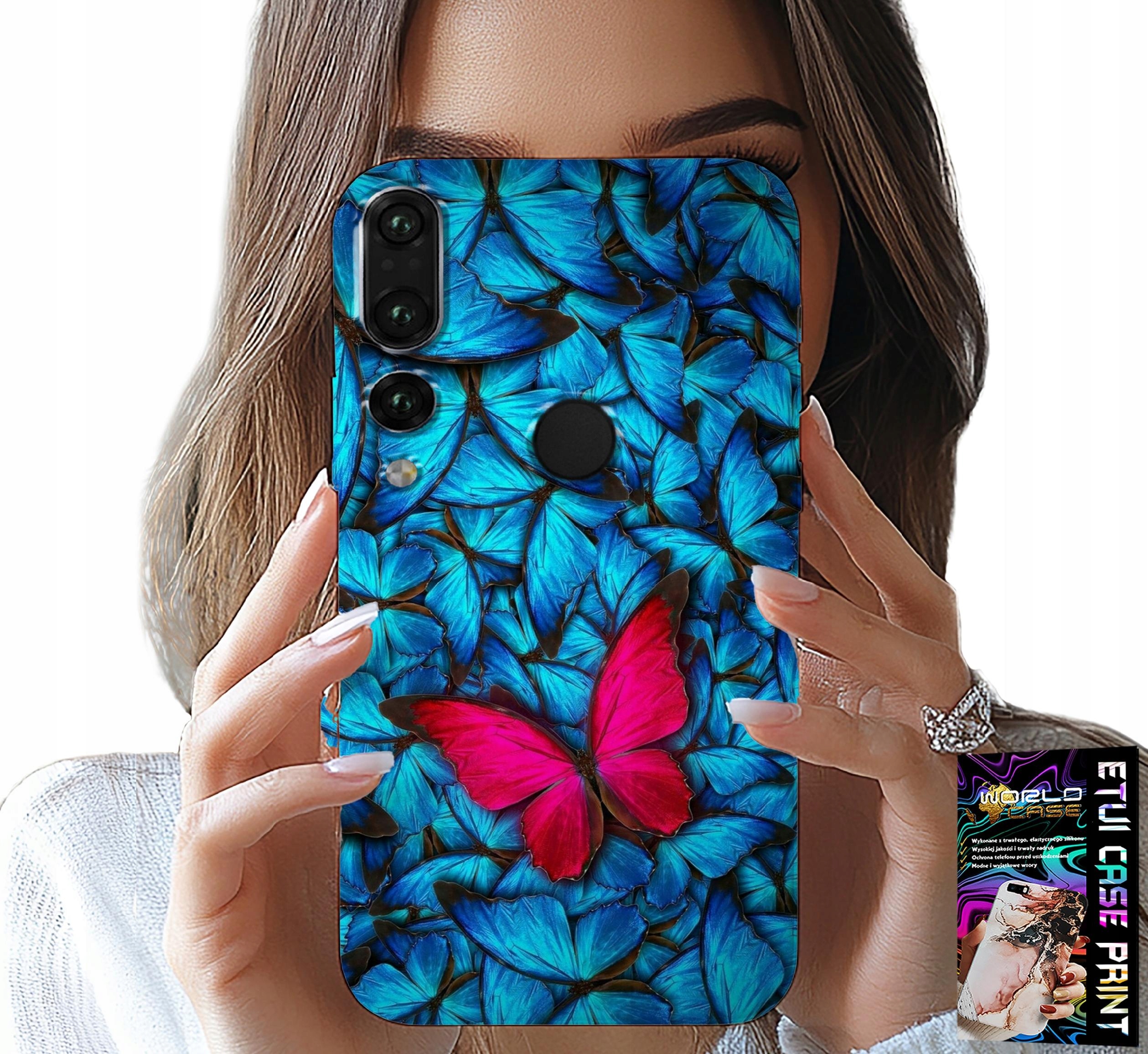 ETUI DO HUAWEI P20 PRO - NIEBIESKIE MOTYLKI, MOTYL, KOBIECE WZORY