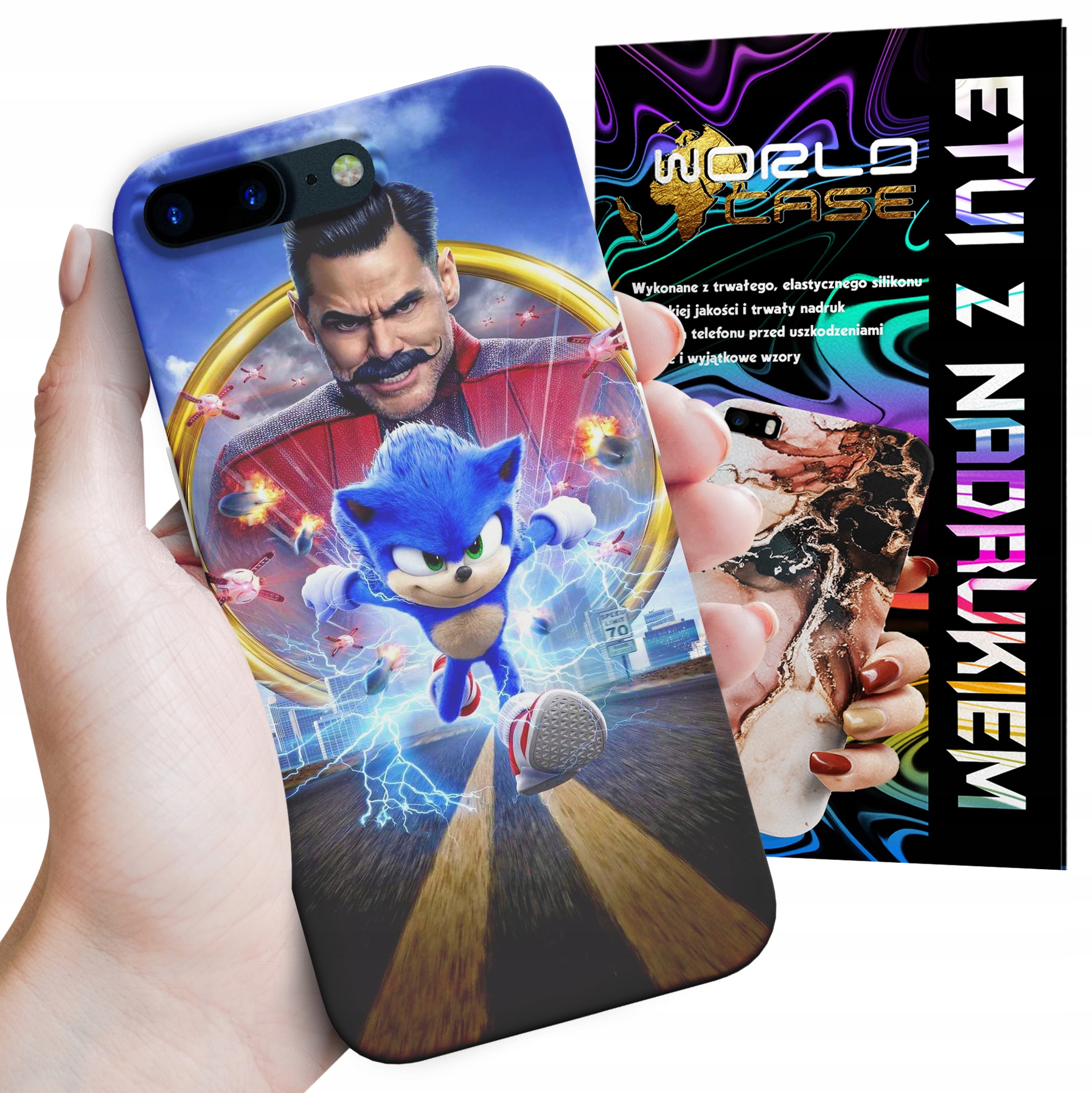 ETUI CASE DO IPHONE 7 8 PLUS - SONIC SONIK WZORY Z BAJEK MARIO PLECKI