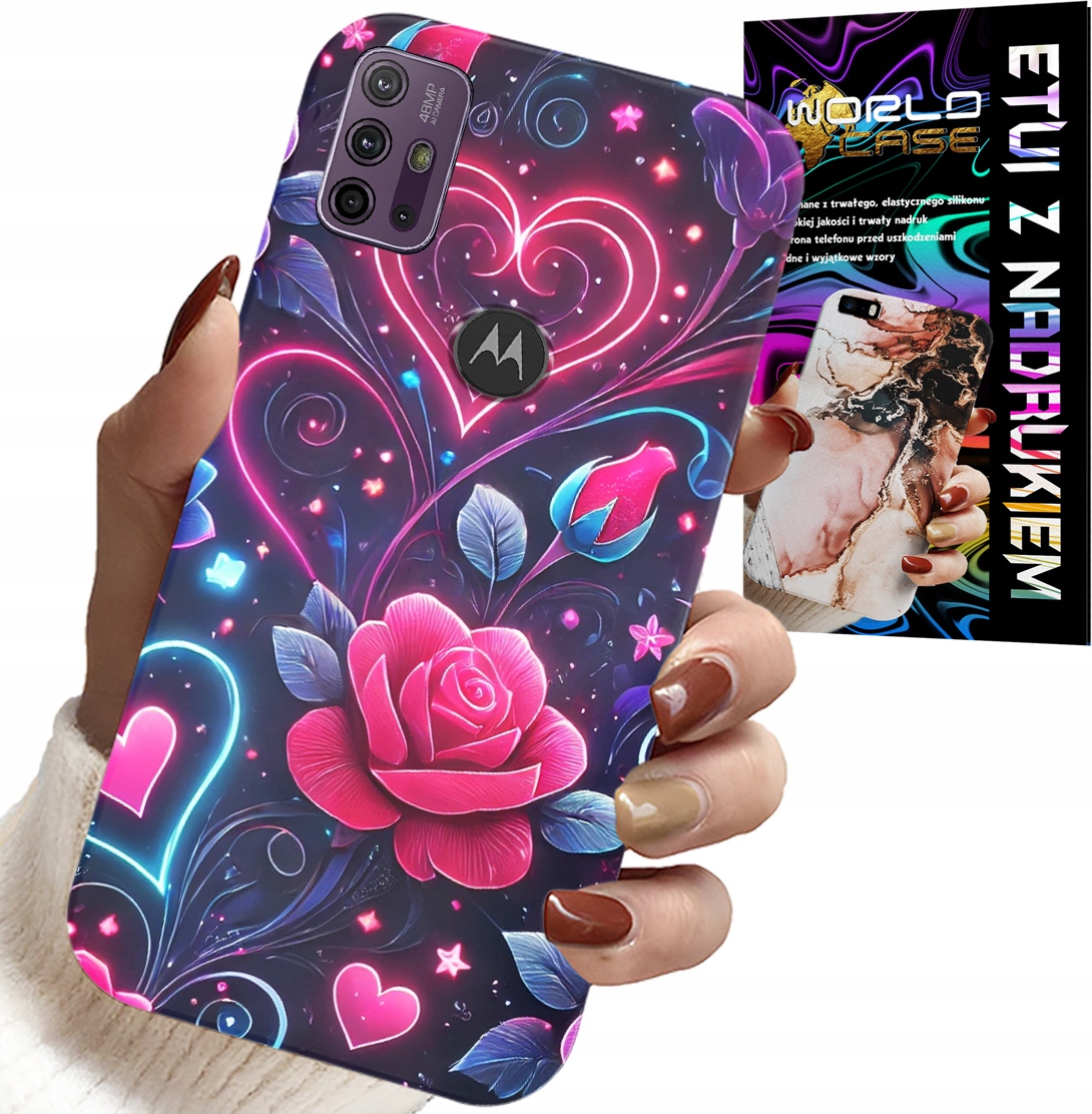 ETUI DO MOTOROLA MOTO G10 / G30 - SERCE, RÓŻA, NASTOLETNIE CASE + SZKŁO