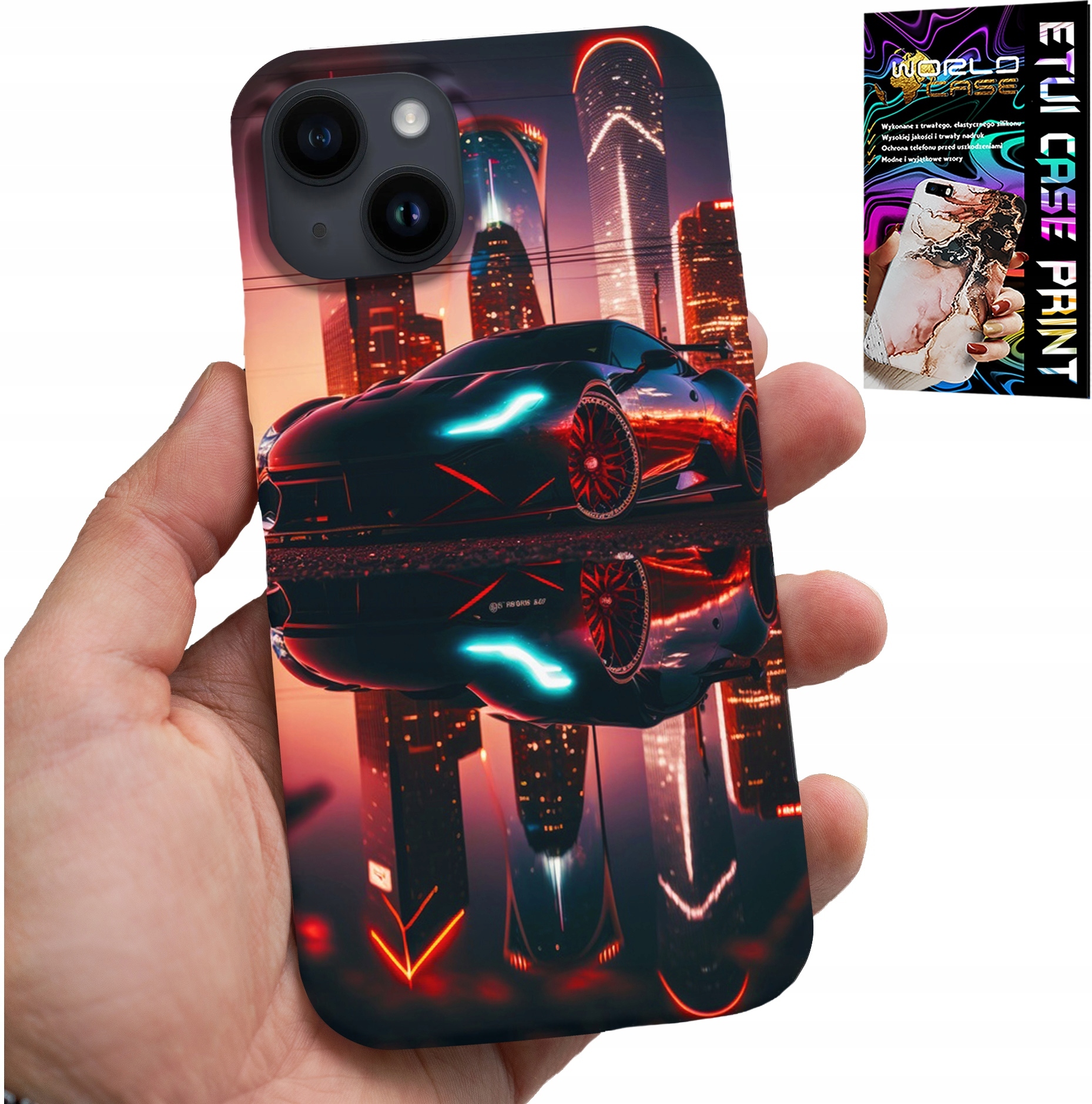 ETUI DO IPHONE 14 - SAMOCHODY FAN, WZORY DLA MĘŻCZYZN +FOLIA