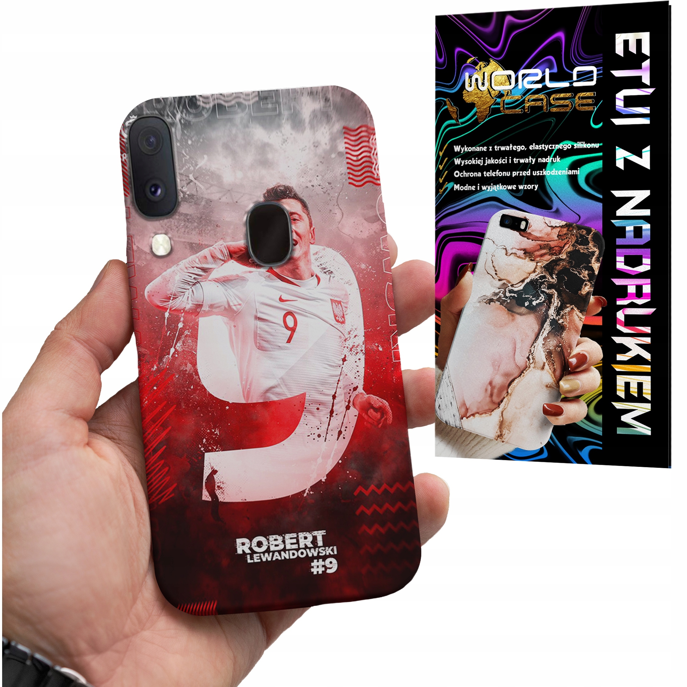 ETUI CASE DO SAMSUNG A40 - FC BARCELONA LEWANDOWSKI PIŁKARSKIE WZORY