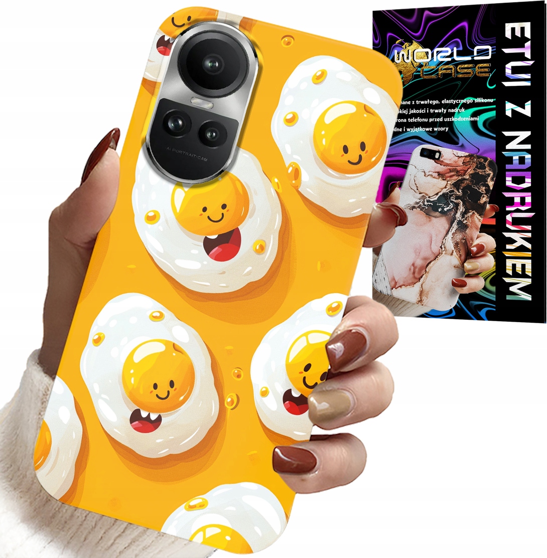 ETUI DO OPPO RENO10 PRO 5G - SŁODKIE UŚMIECHNIĘTE JAJKA CASE + FOLIA