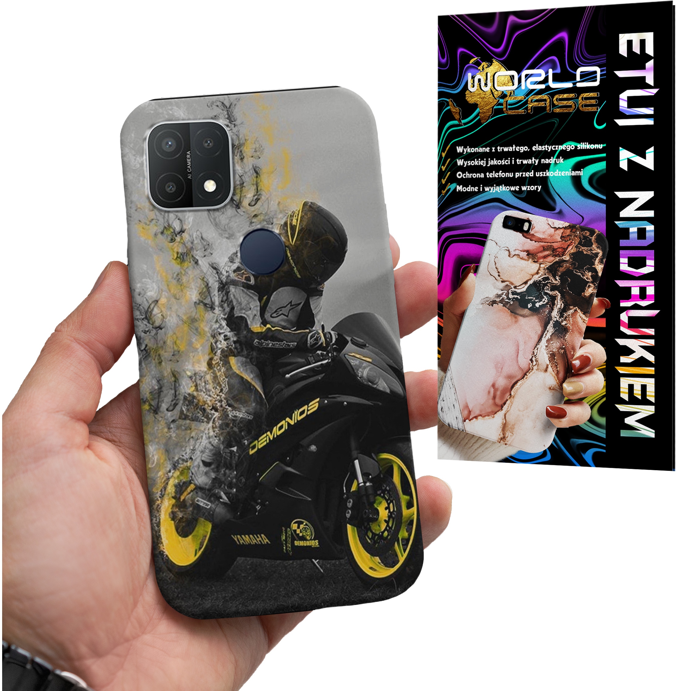 ETUI CASE DO OPPO A15 (A15s) - MOTOR FAN Motocykle MĘSKIE WZORY PLECKI