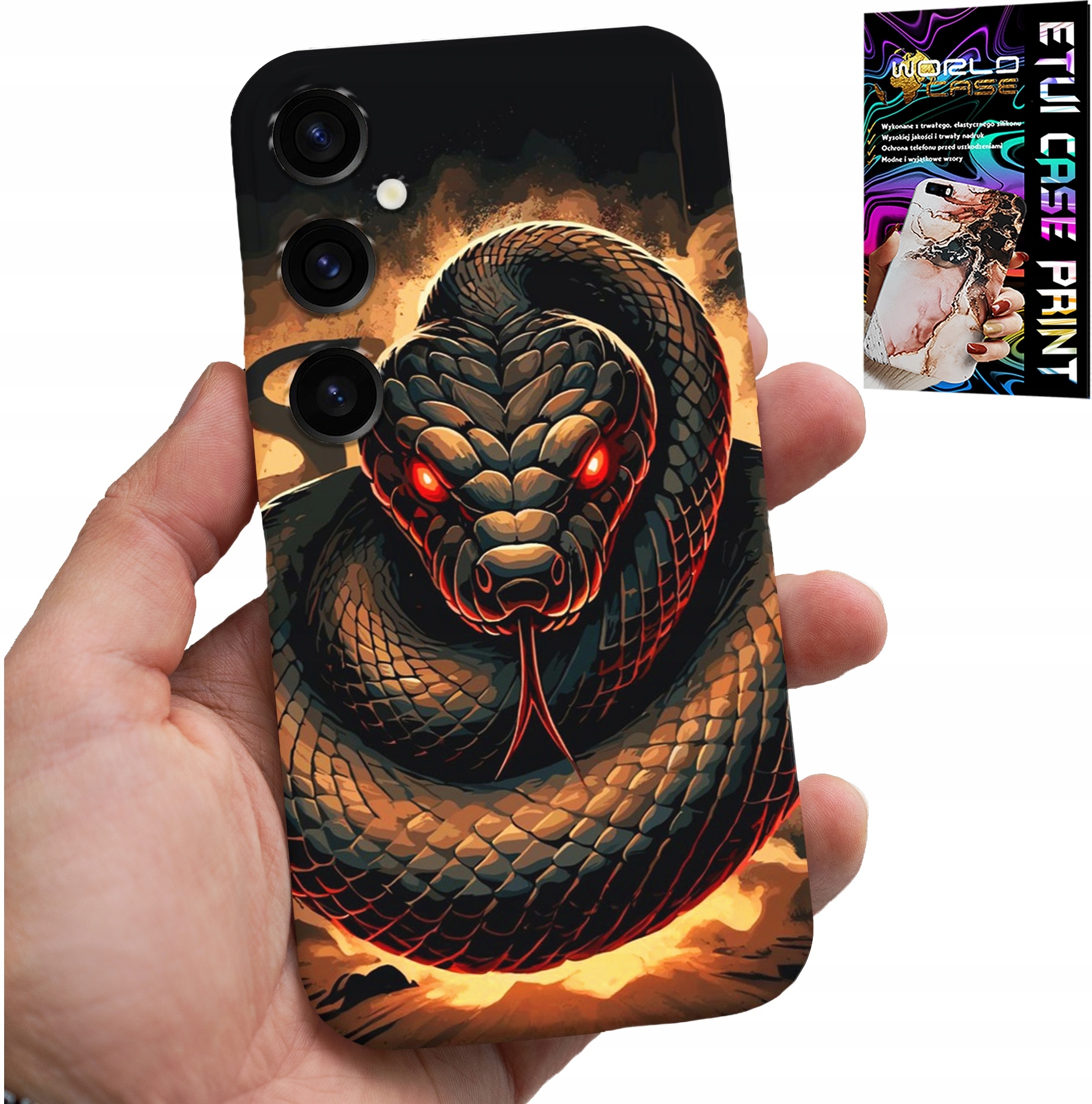 ETUI DO SAMSUNG GALAXY S23 FE - WĄŻ, WĘŻE KOBRA GRZECHOTNIK CASE + FOLIA