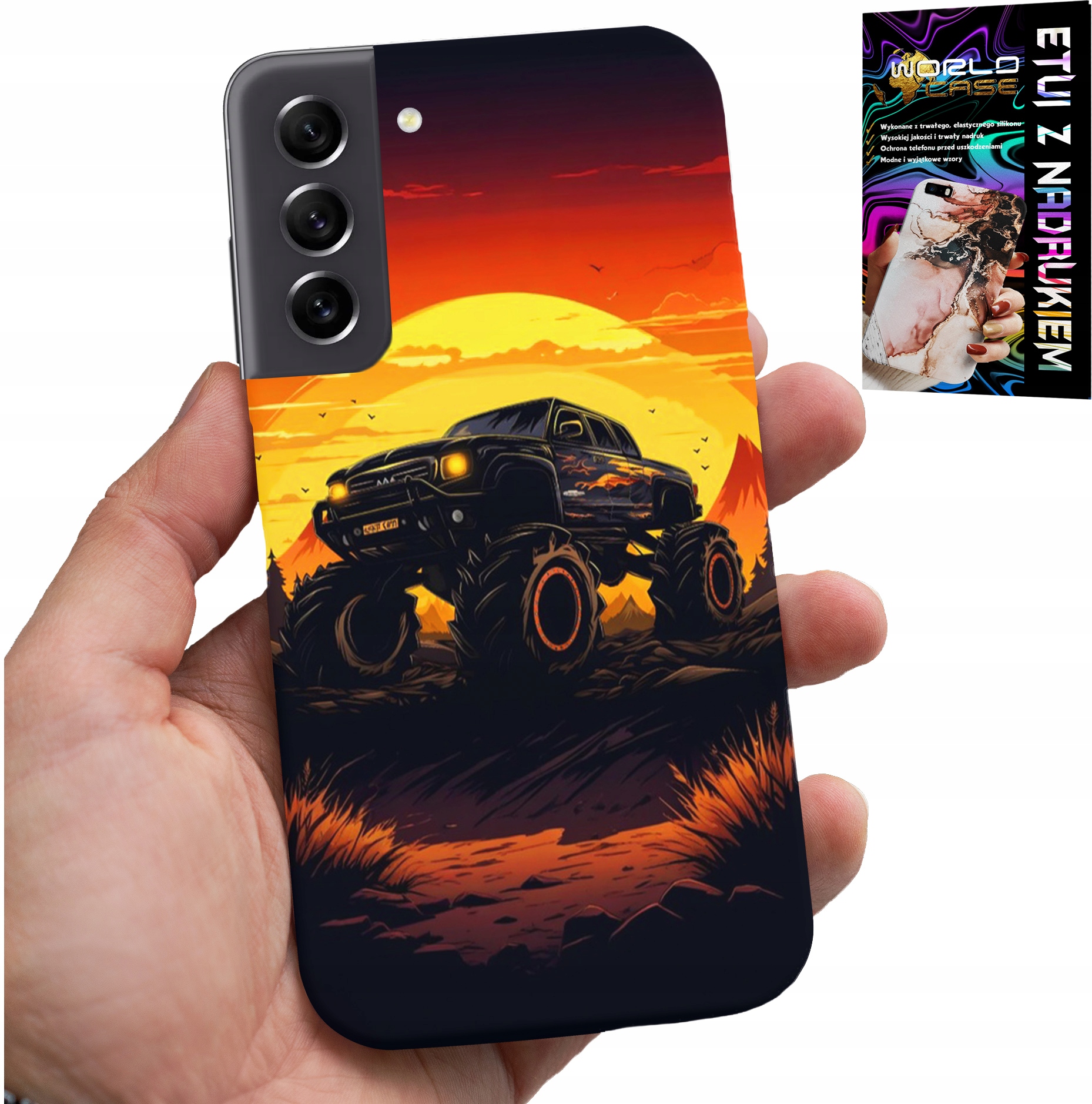 ETUI DO SAMSUNG GALAXY S22 PLUS - MONSTERTRUCK, CIĘŻARÓWKA, WZORY + SZKŁO