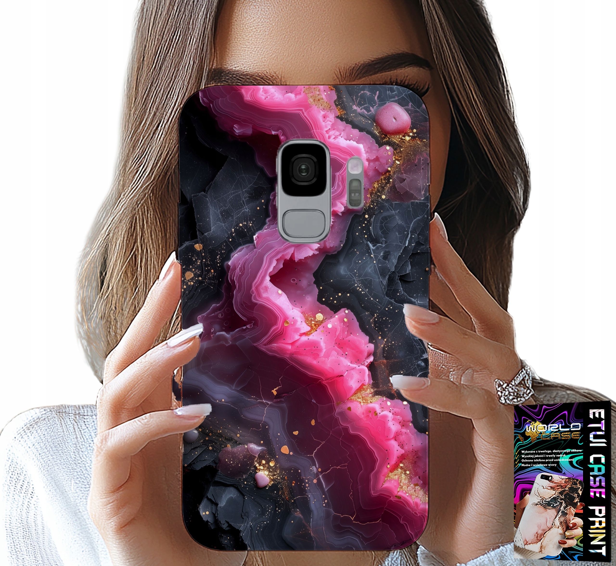 ETUI DO SAMSUNG GALAXY S9 - RÓŻOWY MARMUREK PLECKI, MODNE WZORY