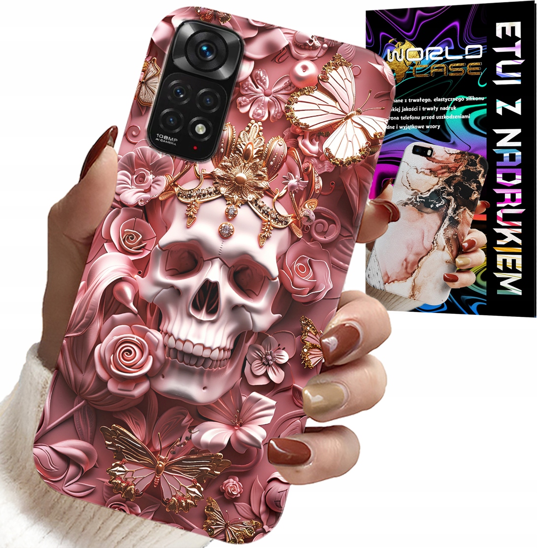 ETUI DO XIAOMI NOTE 11 PRO - KOBIECE, MODNE WZORY, CZASZKA W RÓŻE