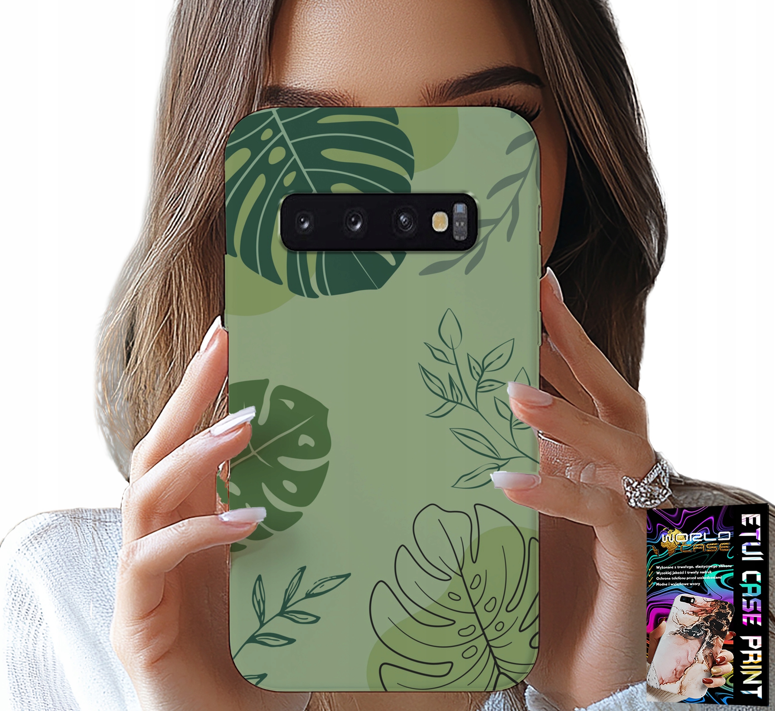 ETUI DO SAMSUNG GALAXY S10 - ZIELONE LIŚCIE ROŚLINNE WZORY PLECKI