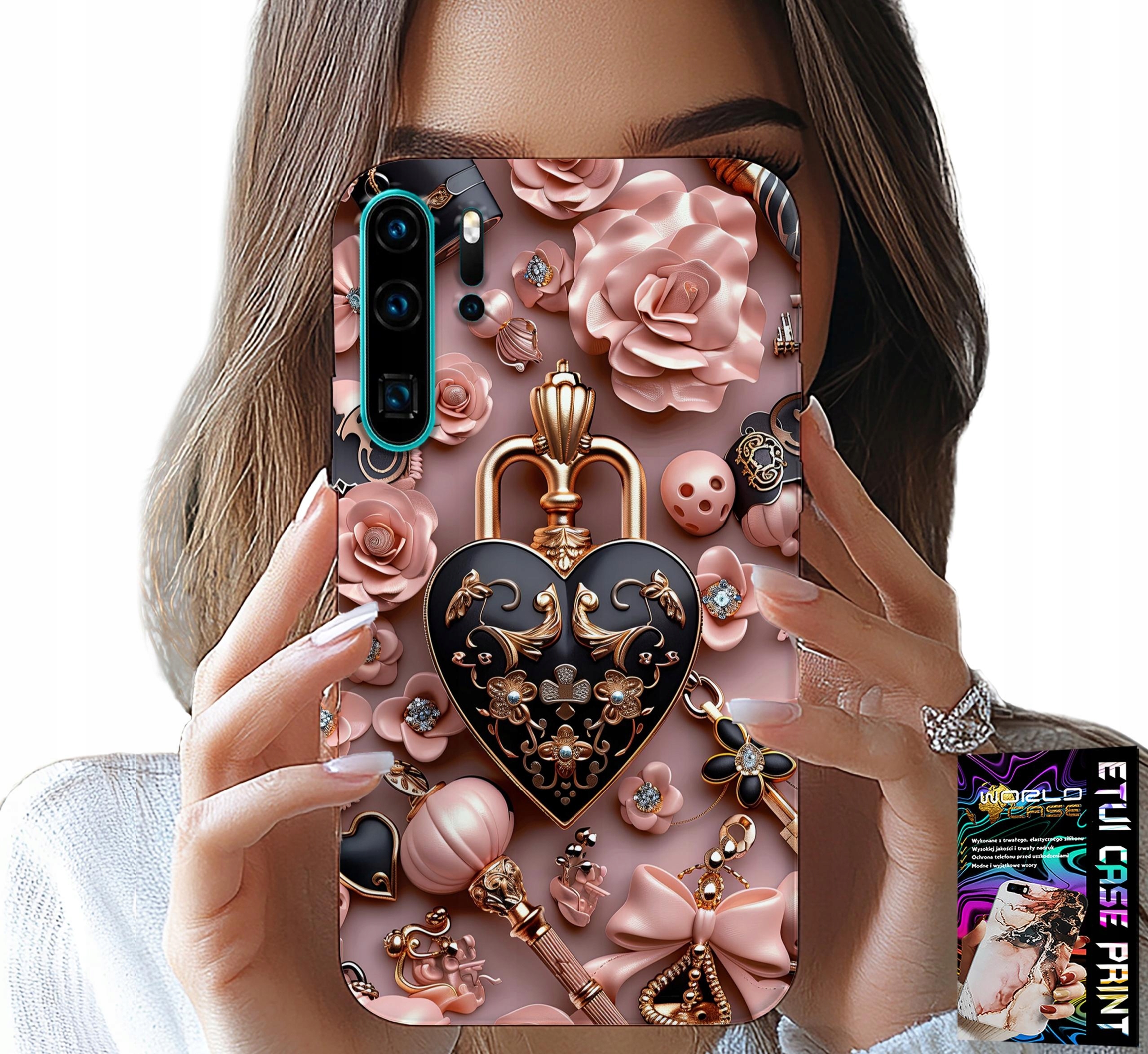 ETUI DO HUAWEI P30 PRO - KOBIECE WZORY KŁÓDKA SERCE CASE + FOLIA