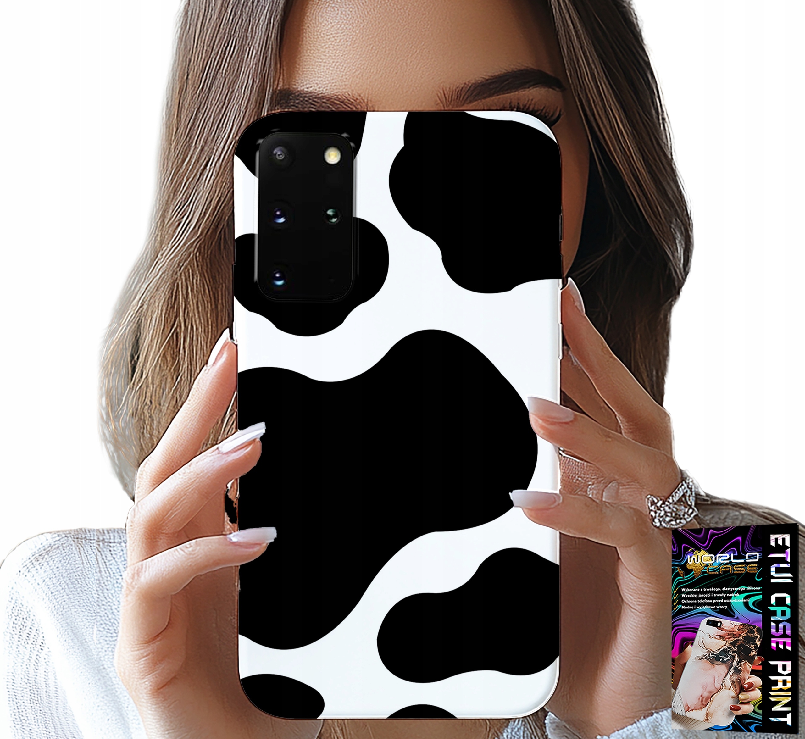 ETUI DO SAMSUNG GALAXY S20 PLUS - CZARNO - BIAŁE ŁATY KROWA, MODNE WZORY