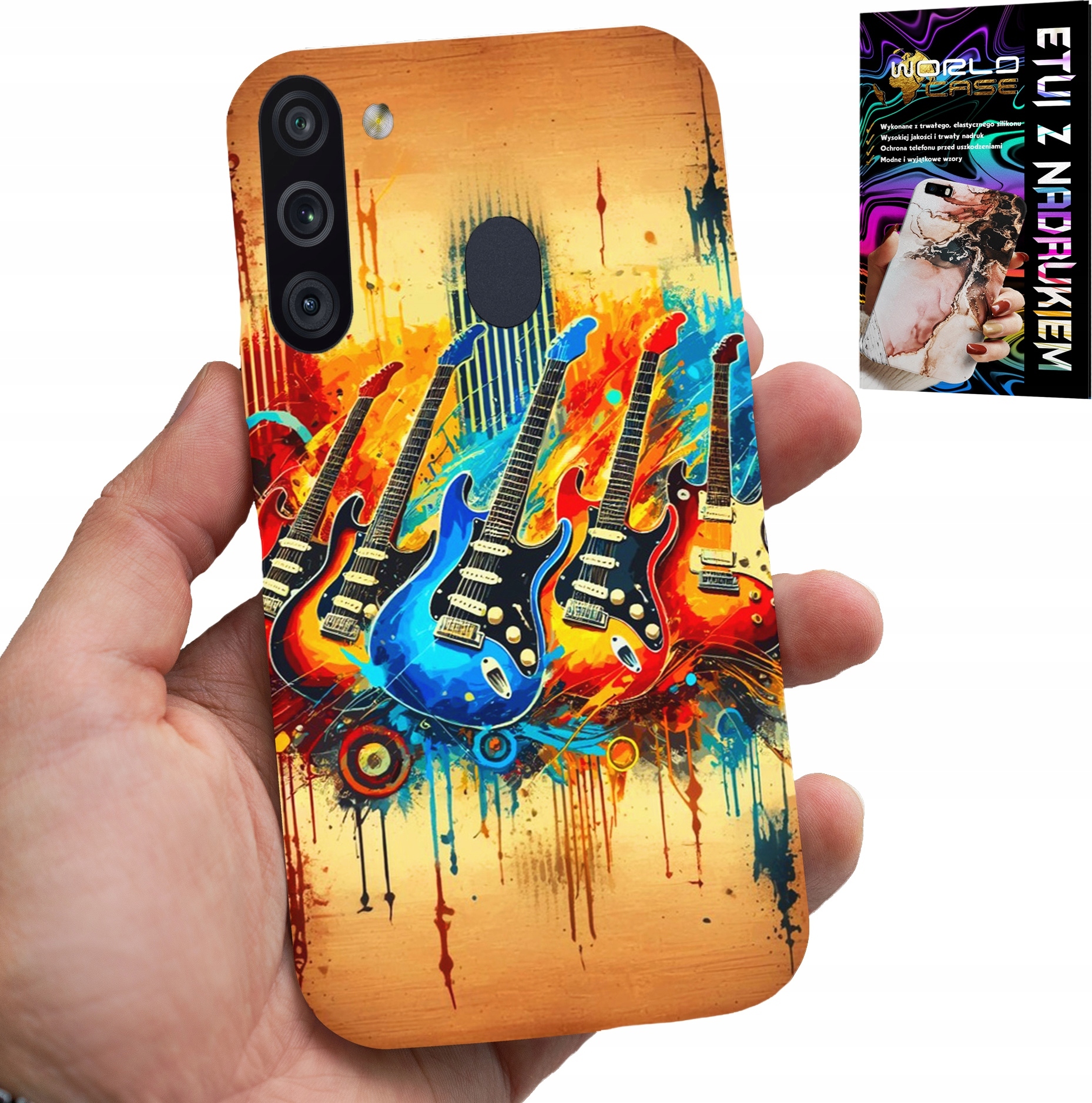 ETUI DO SAMSUNG GALAXY A21 - GITARA ELEKTRYCZNA, ROCK AND ROLL, METAL