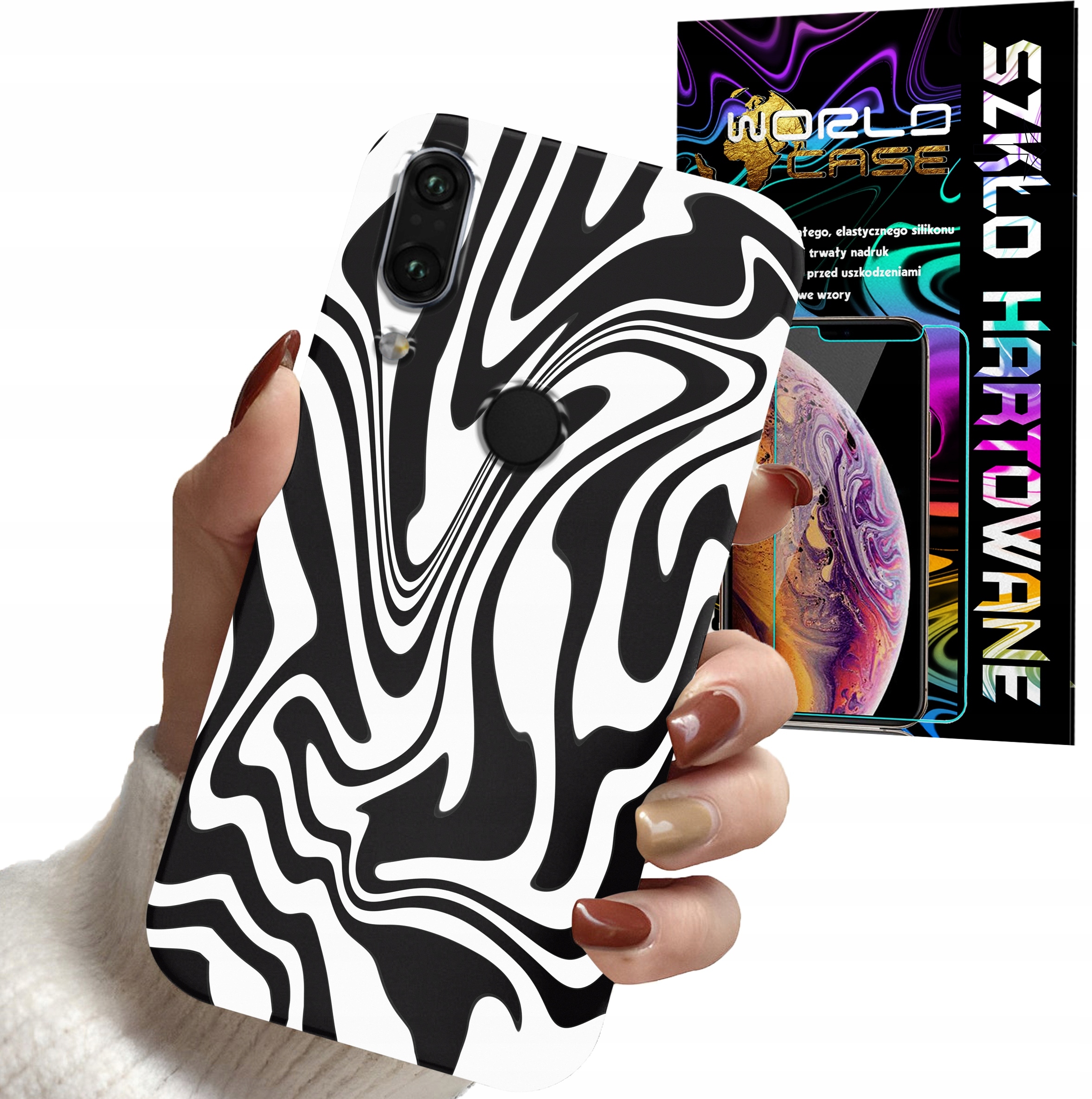 ETUI DO HUAWEI P SMART Z - ABSTRAKCJA ZEBRA MODNE WZORY DLA KOBIET +SZKŁO