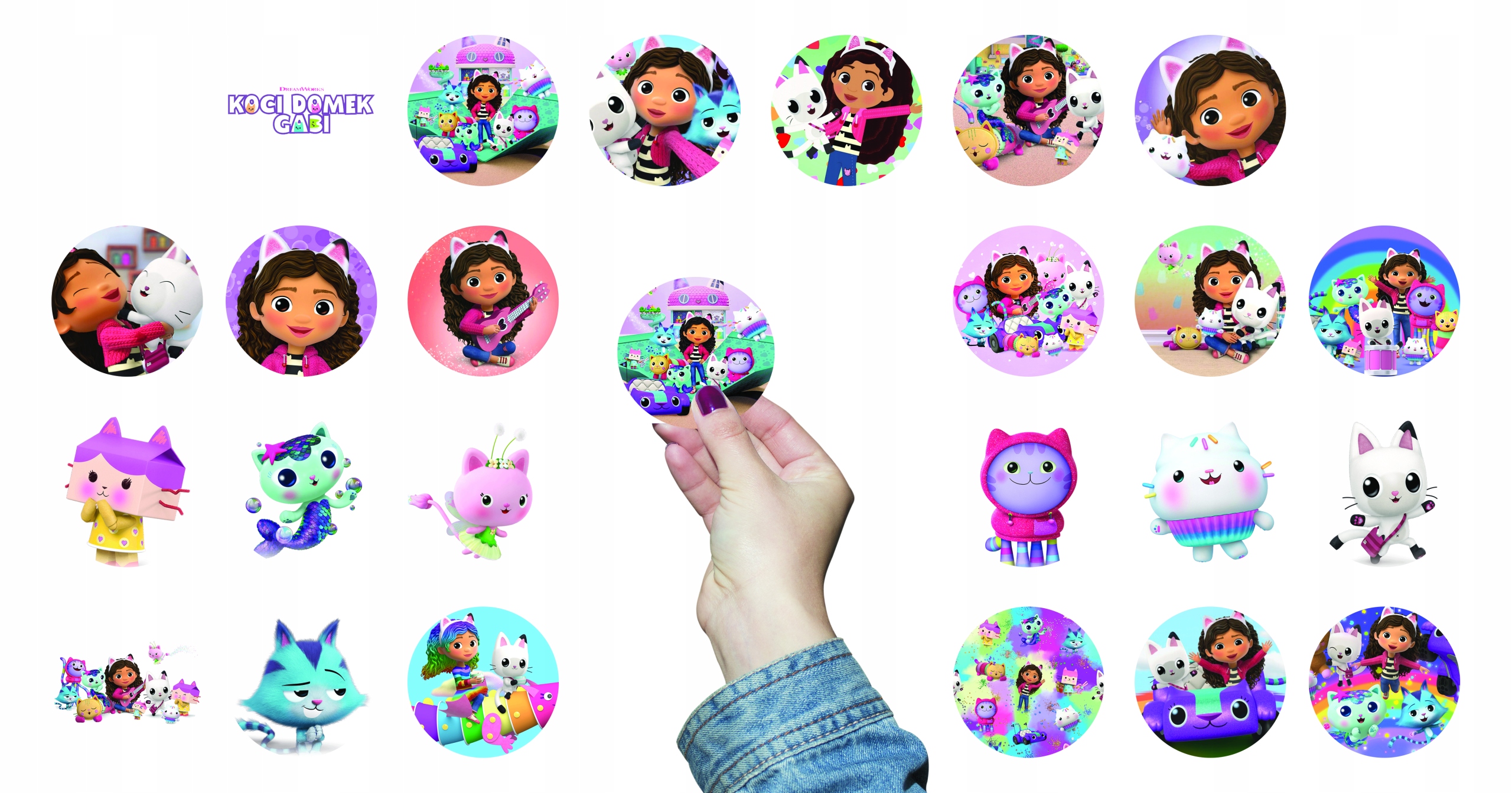 NAKLEJKI NA ZESZYT NALEPKA Z POSTACIAMI KÓŁKO KOCI DOMEK GABI WZORY 23EL