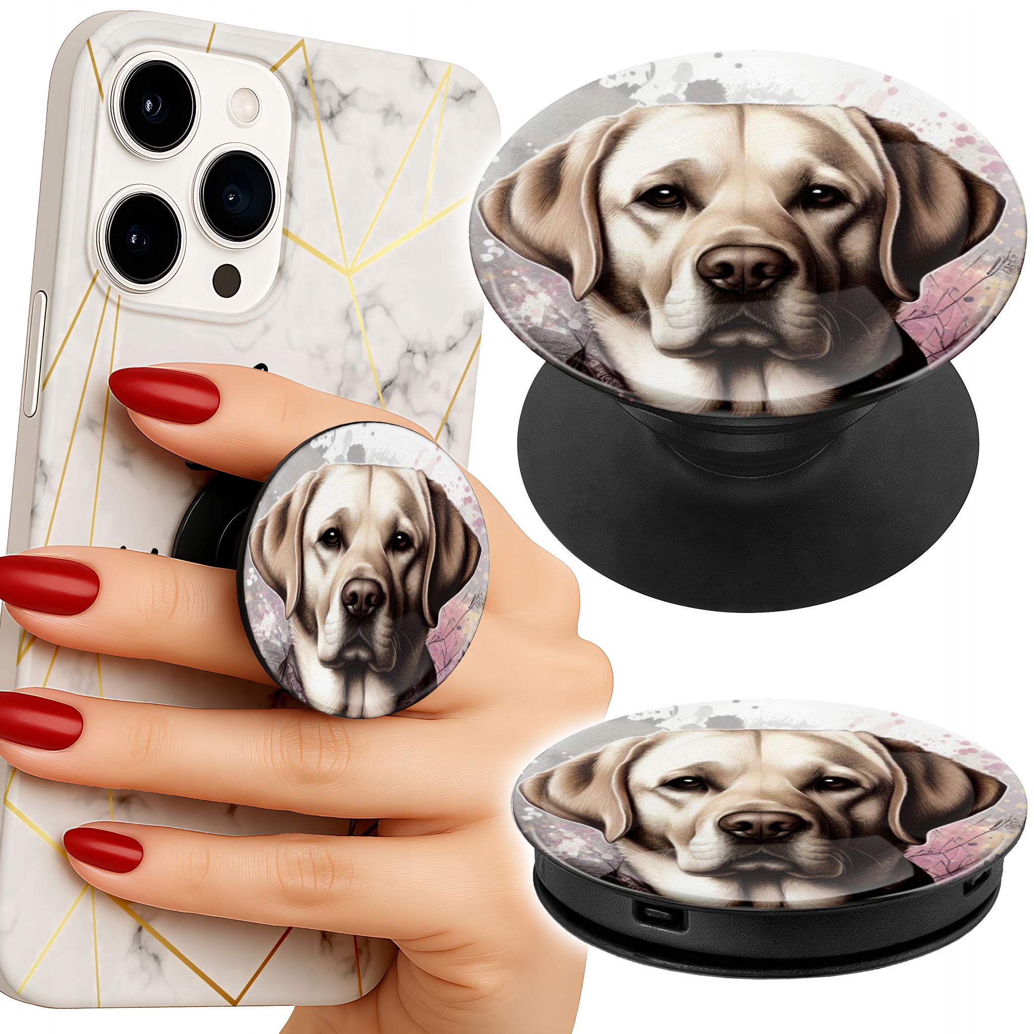 Uchwyt do telefonu Popsocket na palce/stojak PIESEK PIESKI HUSKY PSIE WZORY