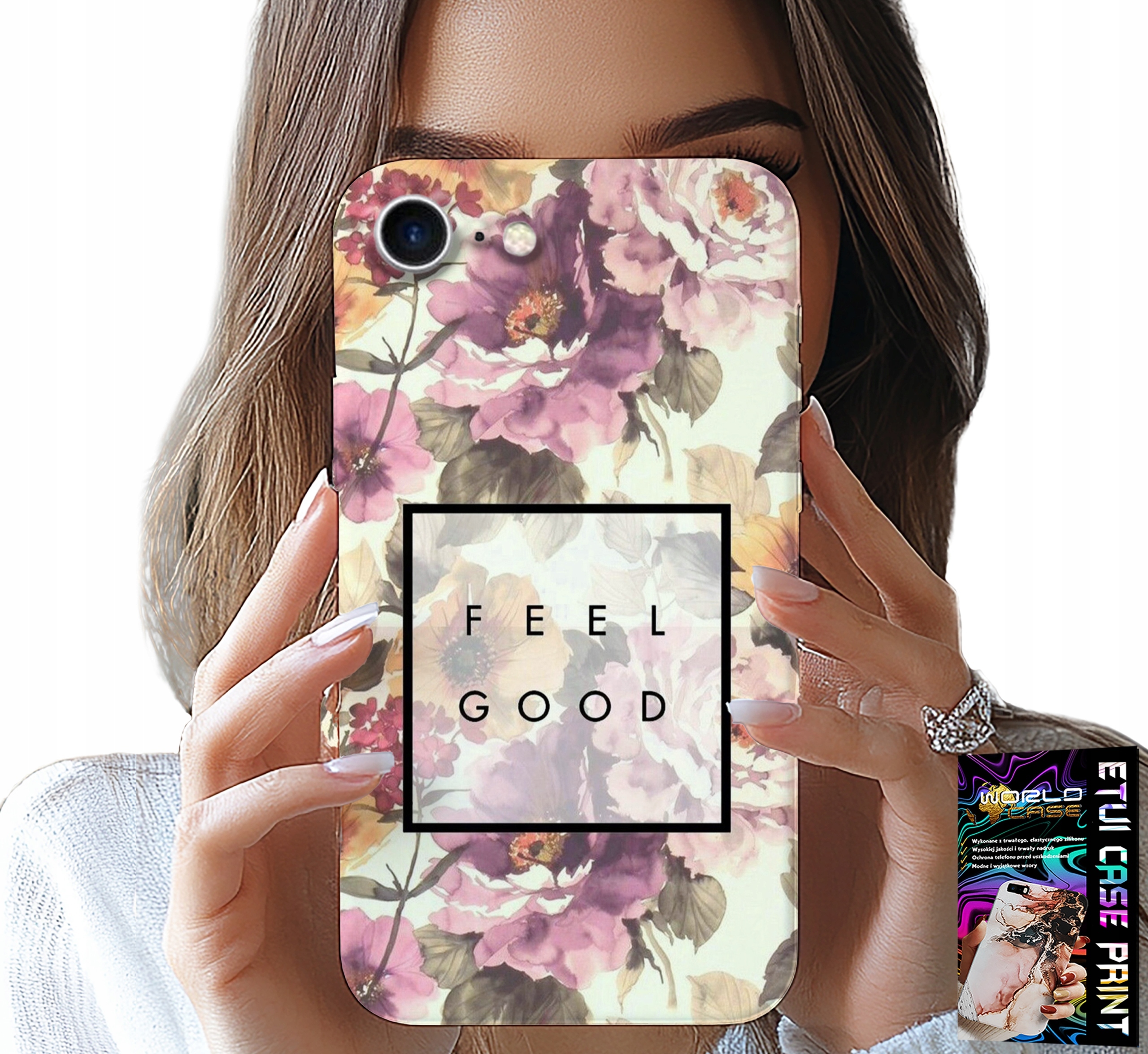 ETUI DO IPHONE SE / SE2 - KWIATISTY WZÓR, MODNE DAMSKIE + SZKŁO