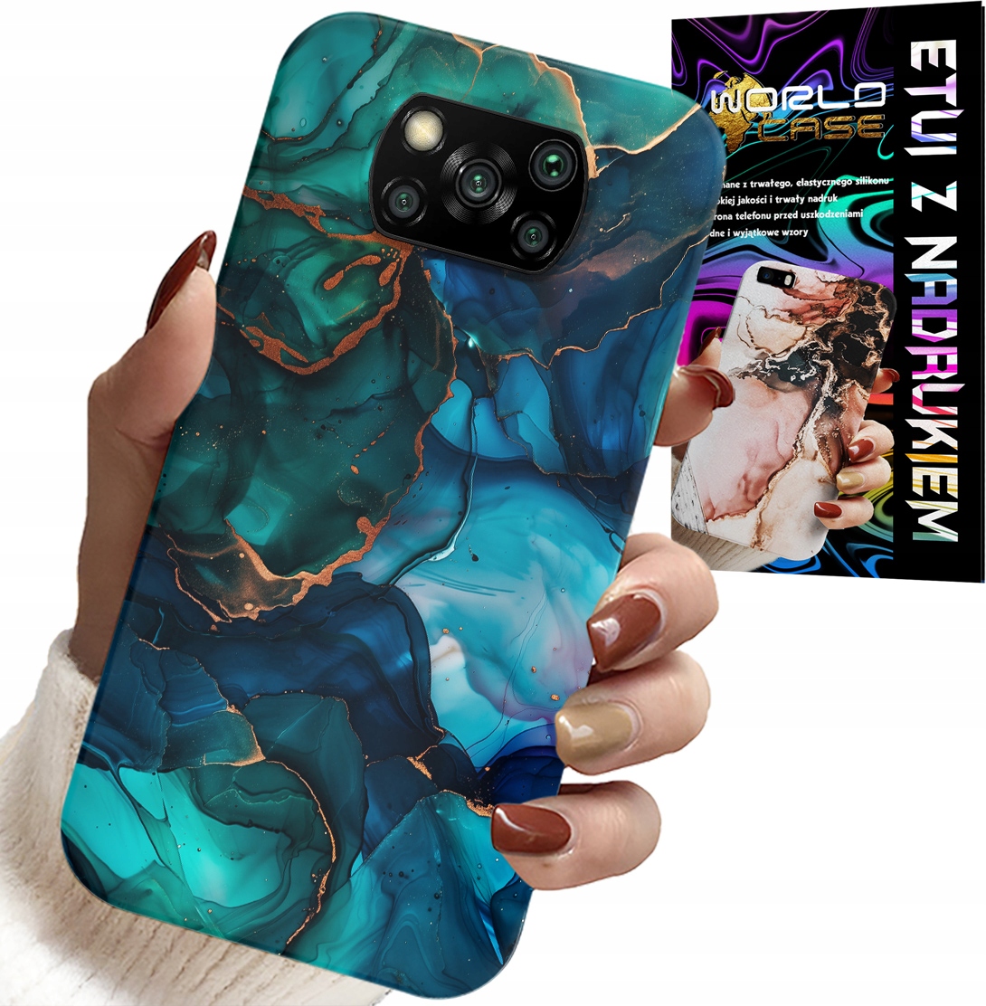 ETUI DO XIAOMI POCO X3 - NIEBIESKO ZIELONY MARMUREK PLECKI WZORY