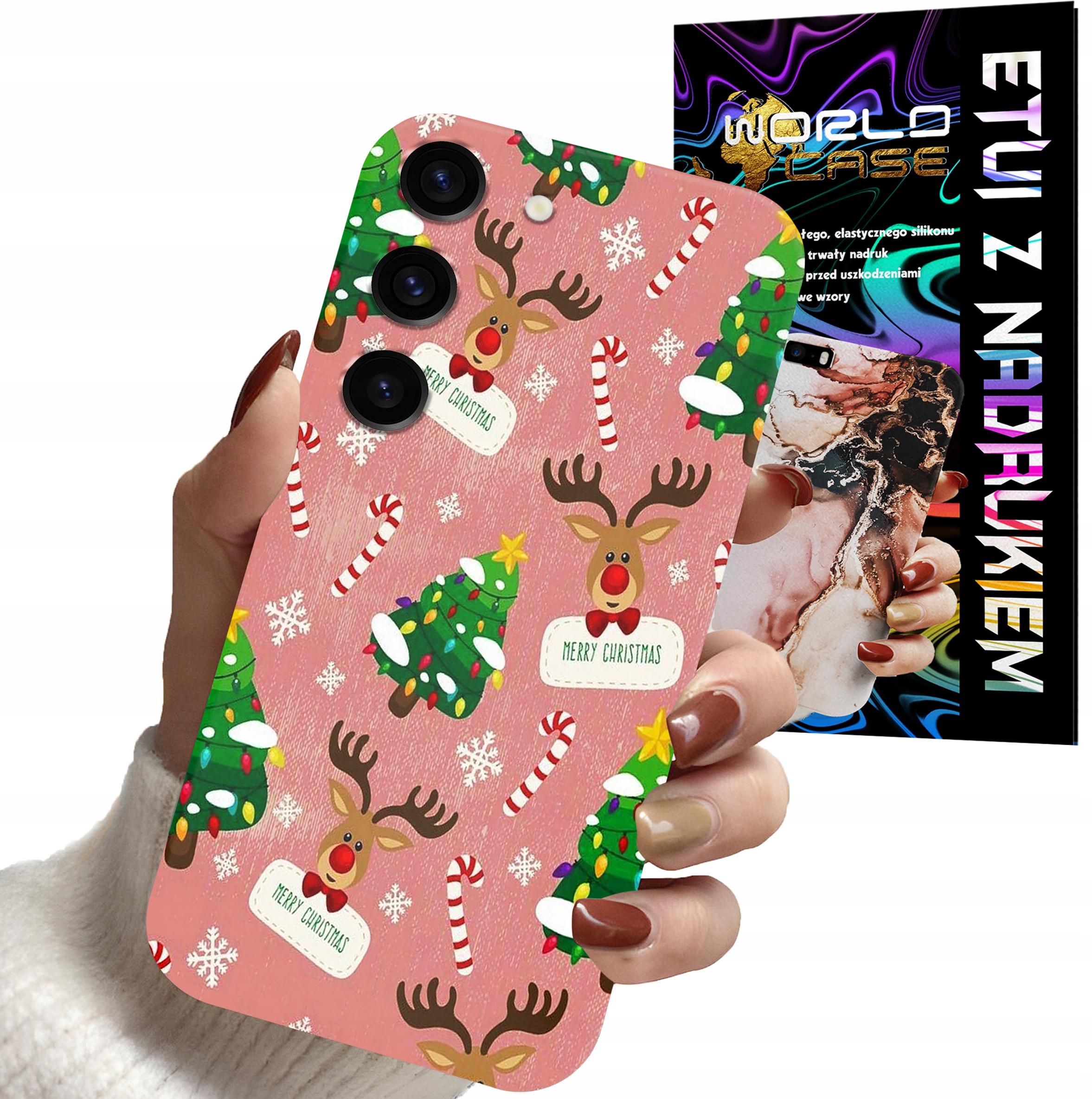 ETUI CASE DO SAMSUNG S23 - ŚWIĄTECZNE WZORY NA ŚWIĘTA RENIFER CHOINKA