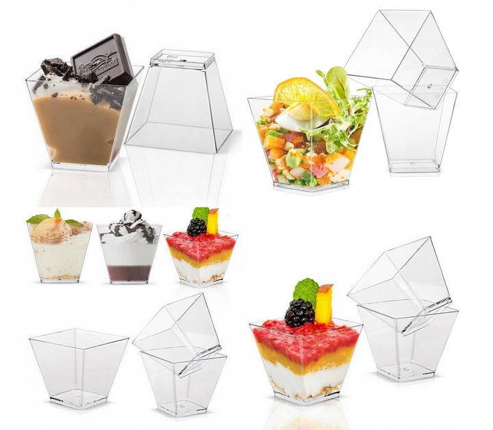 POJEMNIKI PUCHARKI NA DESER PRZEKĄSKI MONOPORCJE SŁODKI STÓŁ 120ML 6SZT