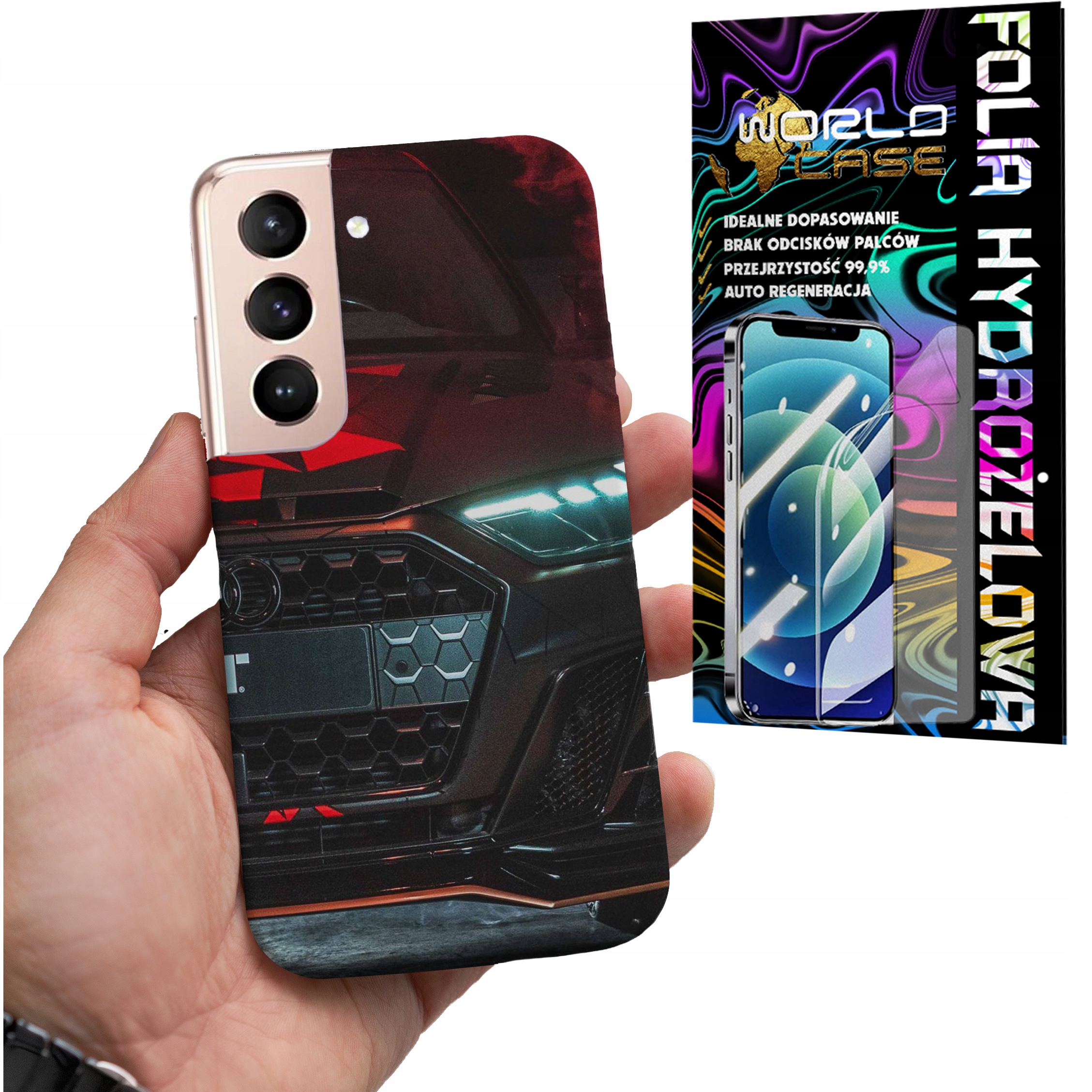 ETUI DO SAMSUNG S22+ PLUS - AUDI AUTO FAN WZORY MERCEDES + FOLIA