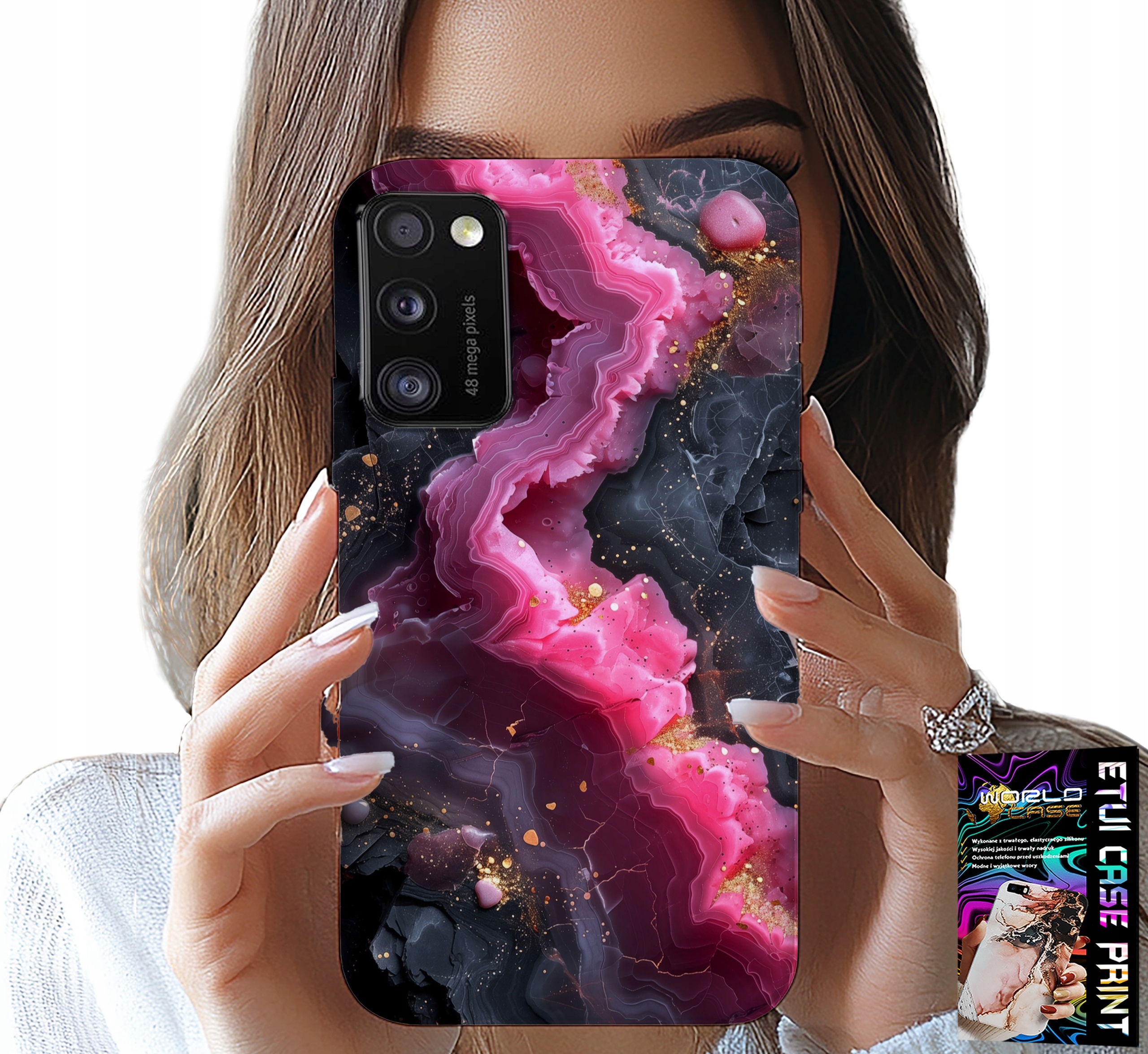 ETUI DO SAMSUNG GALAXY A41 - RÓŻOWY MARMUREK PLECKI, MODNE WZORY