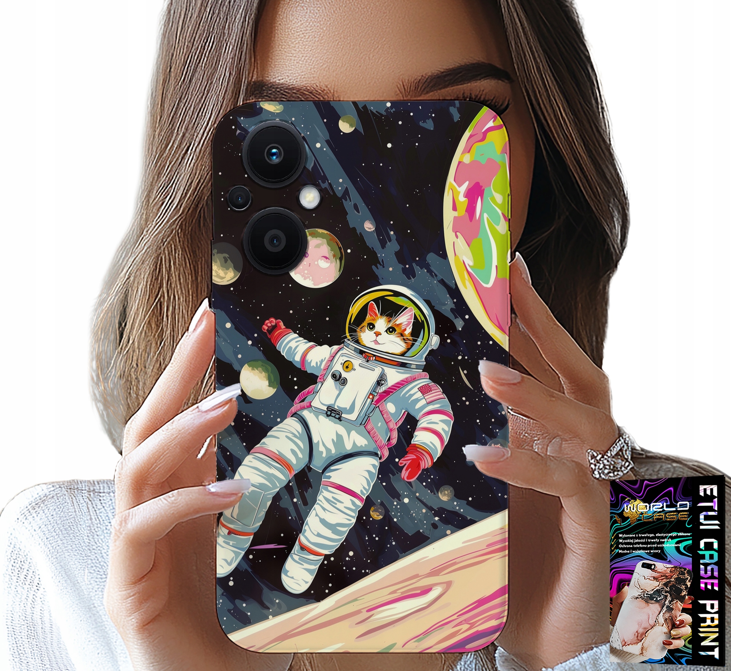 ETUI DO OPPO RENO8 LITE 5G - KOCI ASTRONAUTA KOT KOSMOS OBUDOWA CASE