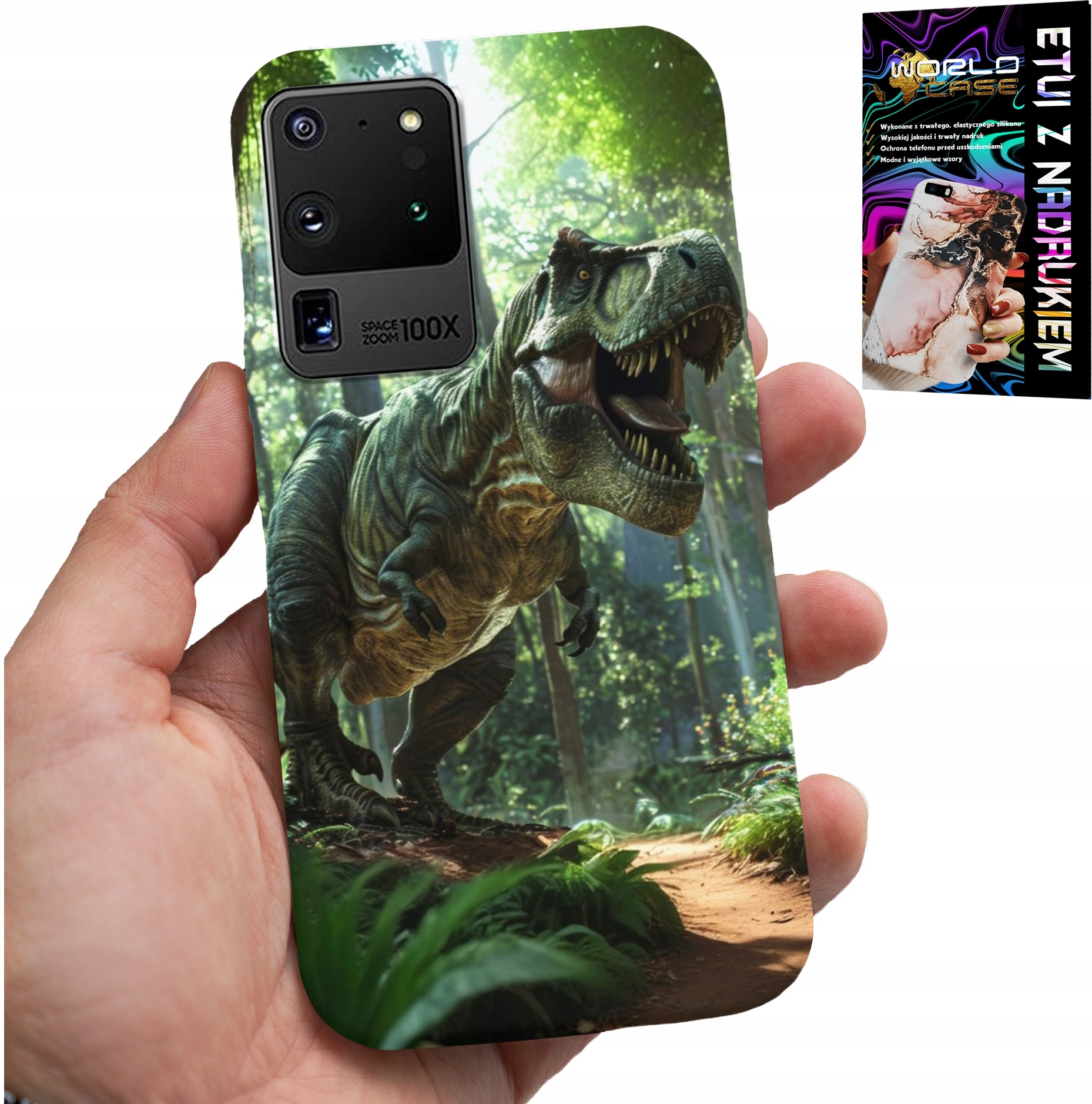 ETUI DO SAMSUNG GALAXY S20 Ultra - DINO DINOZAUR TYRANOZAUR CASE + FOLIA