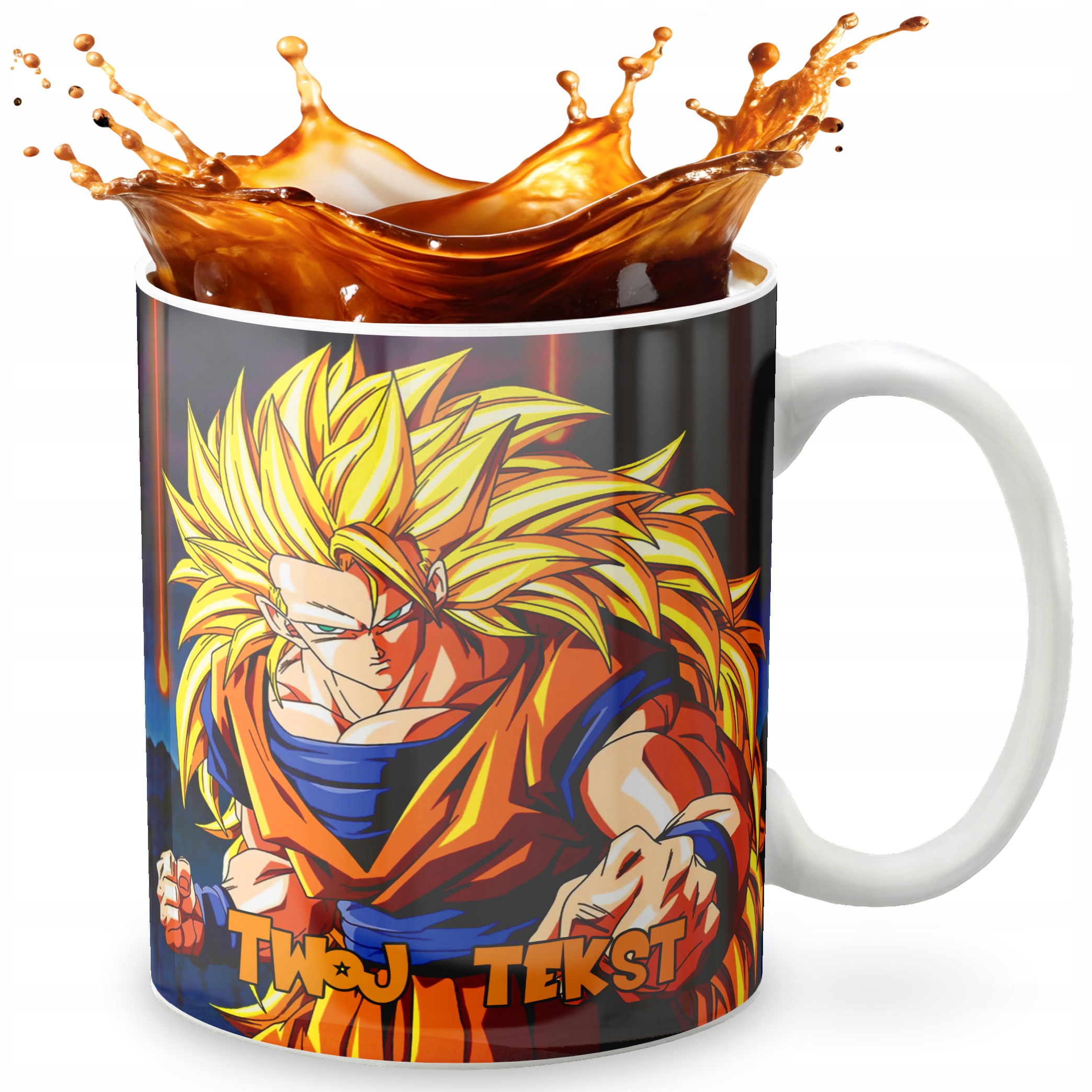 KUBEK 330ml GRAFIKA PREZENT ŚWIĘTA WZÓR - DRAGON BALL ANIME GOKU + IMIĘ