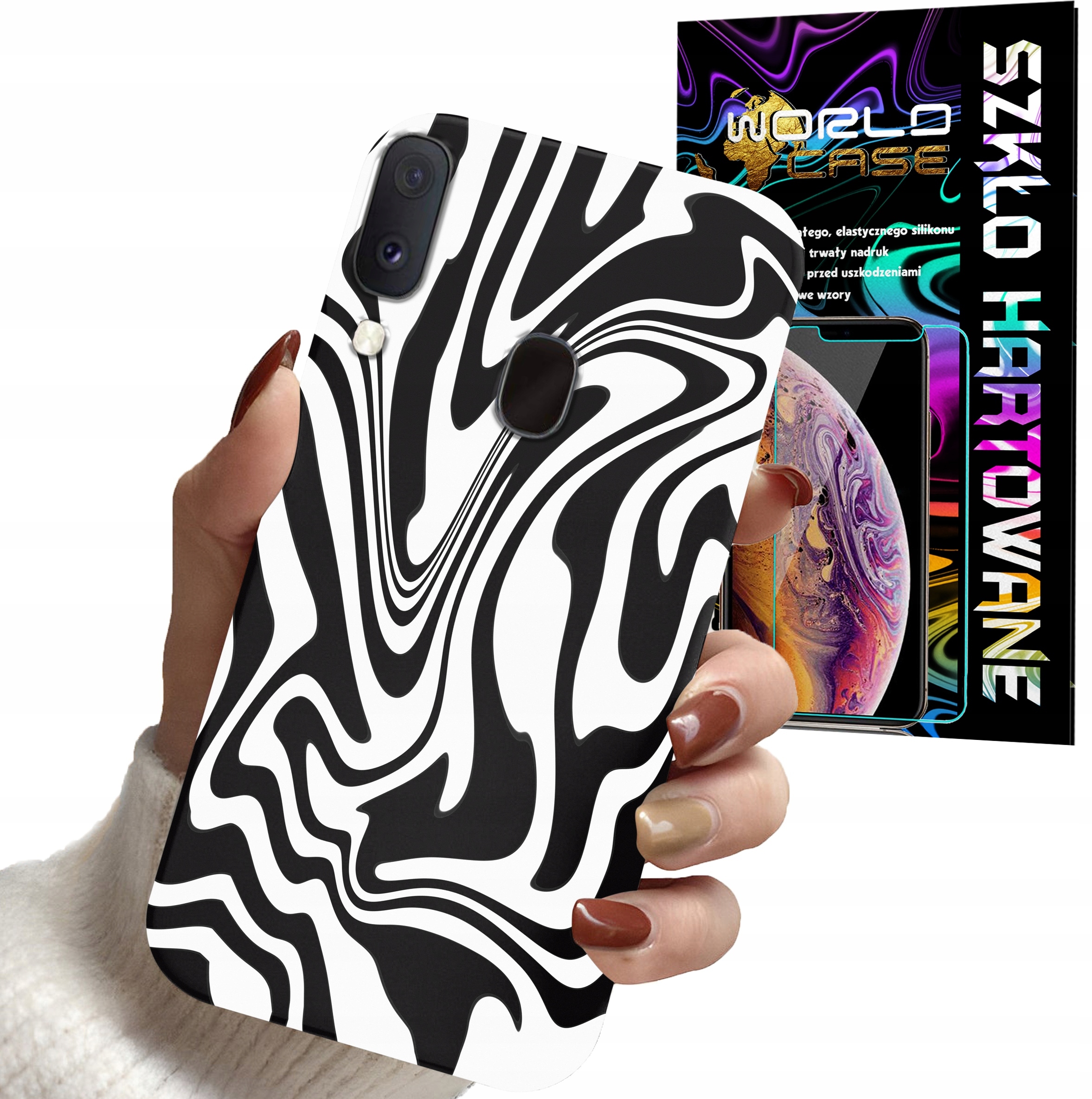 ETUI DO SAMSUNG A40 - ABSTRAKCJA ZEBRA MODNE WZORY DLA KOBIET +SZKŁO