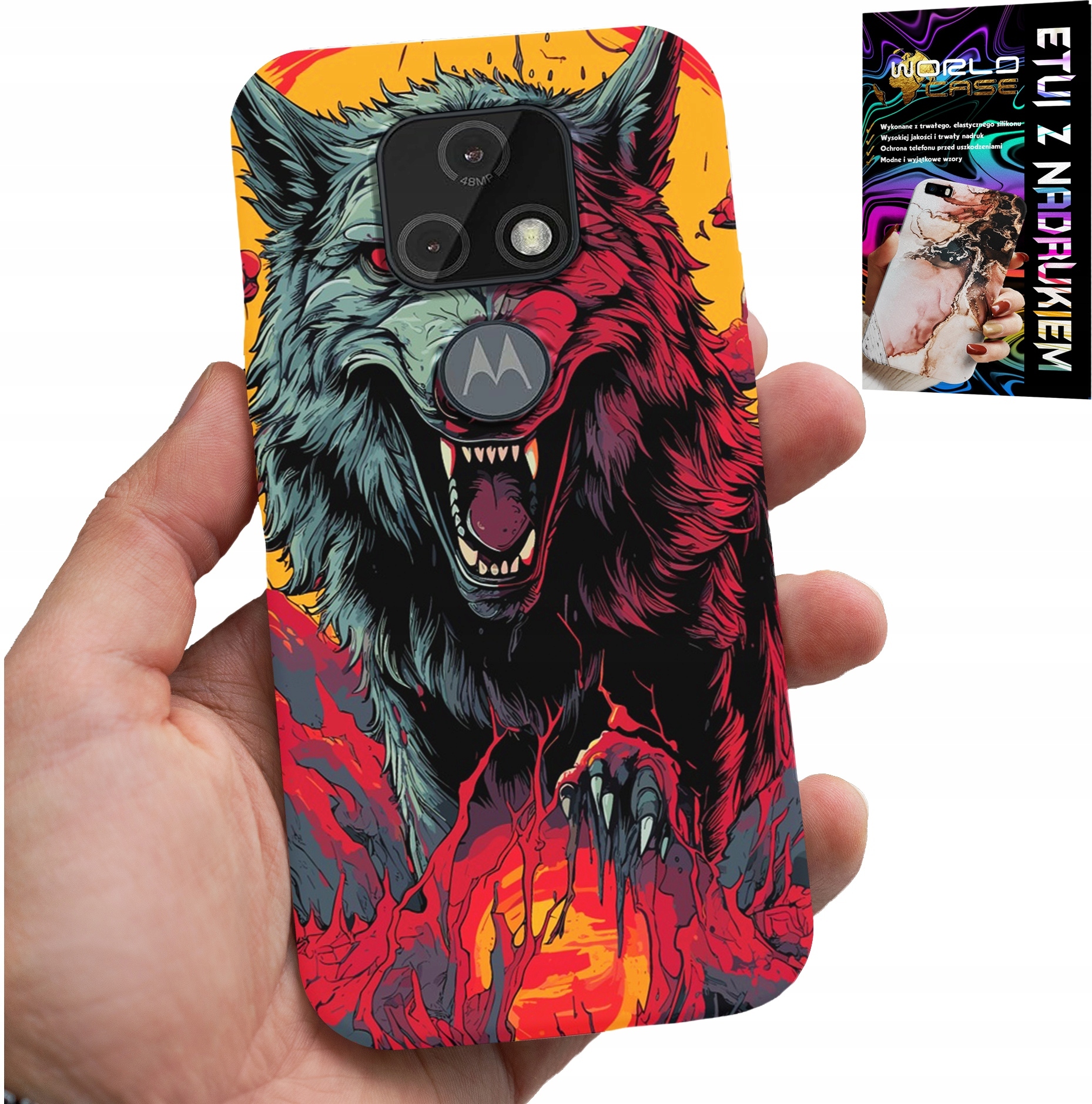 ETUI DO MOTOROLA MOTO E7 PLUS - WILK WILKI WATAHA SUPER WZORY CASE + SZKŁO