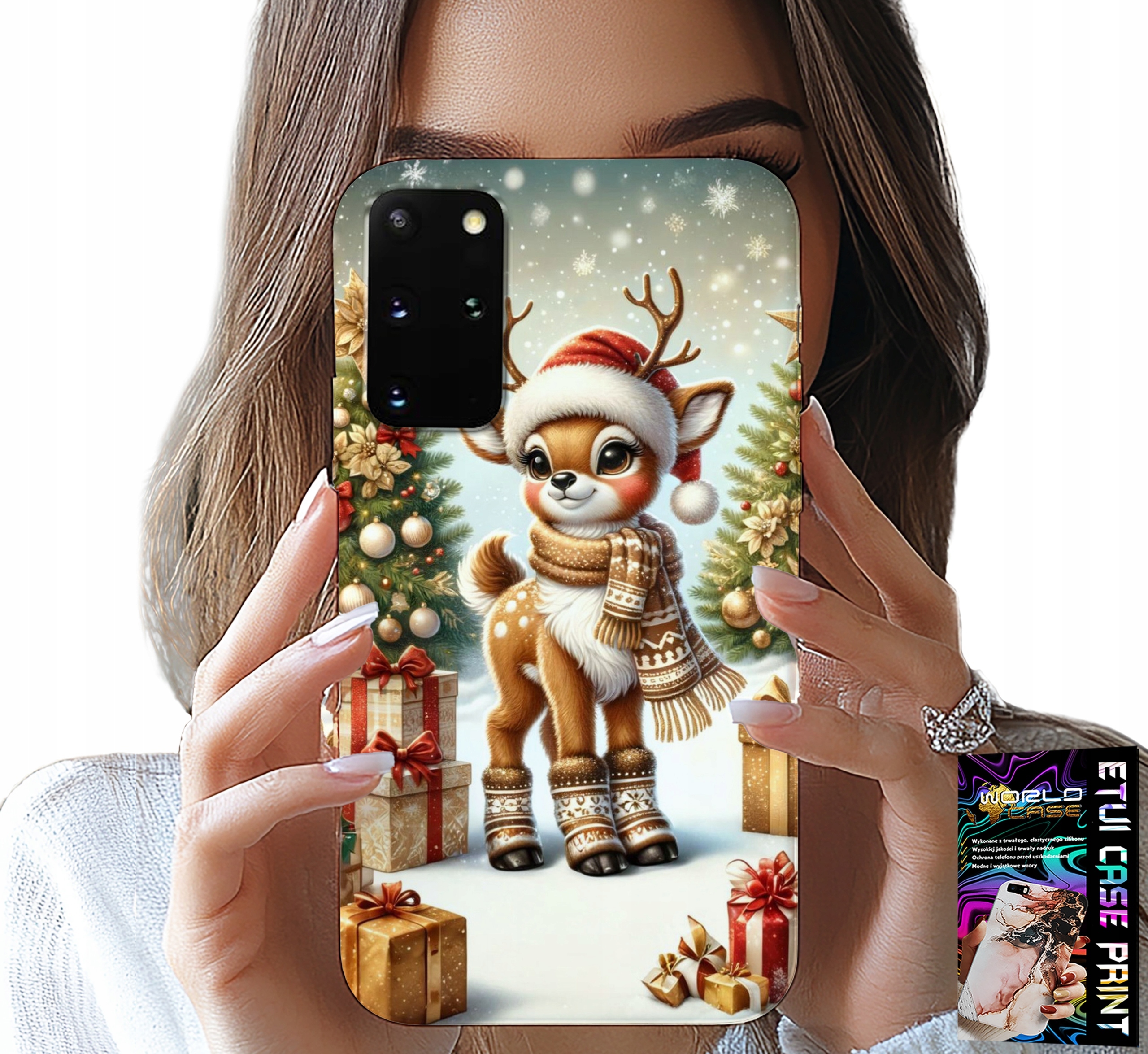 ETUI DO SAMSUNG GALAXY S20 PLUS - RENIFER, WZORY BOŻONARODZENIOWE + FOLIA