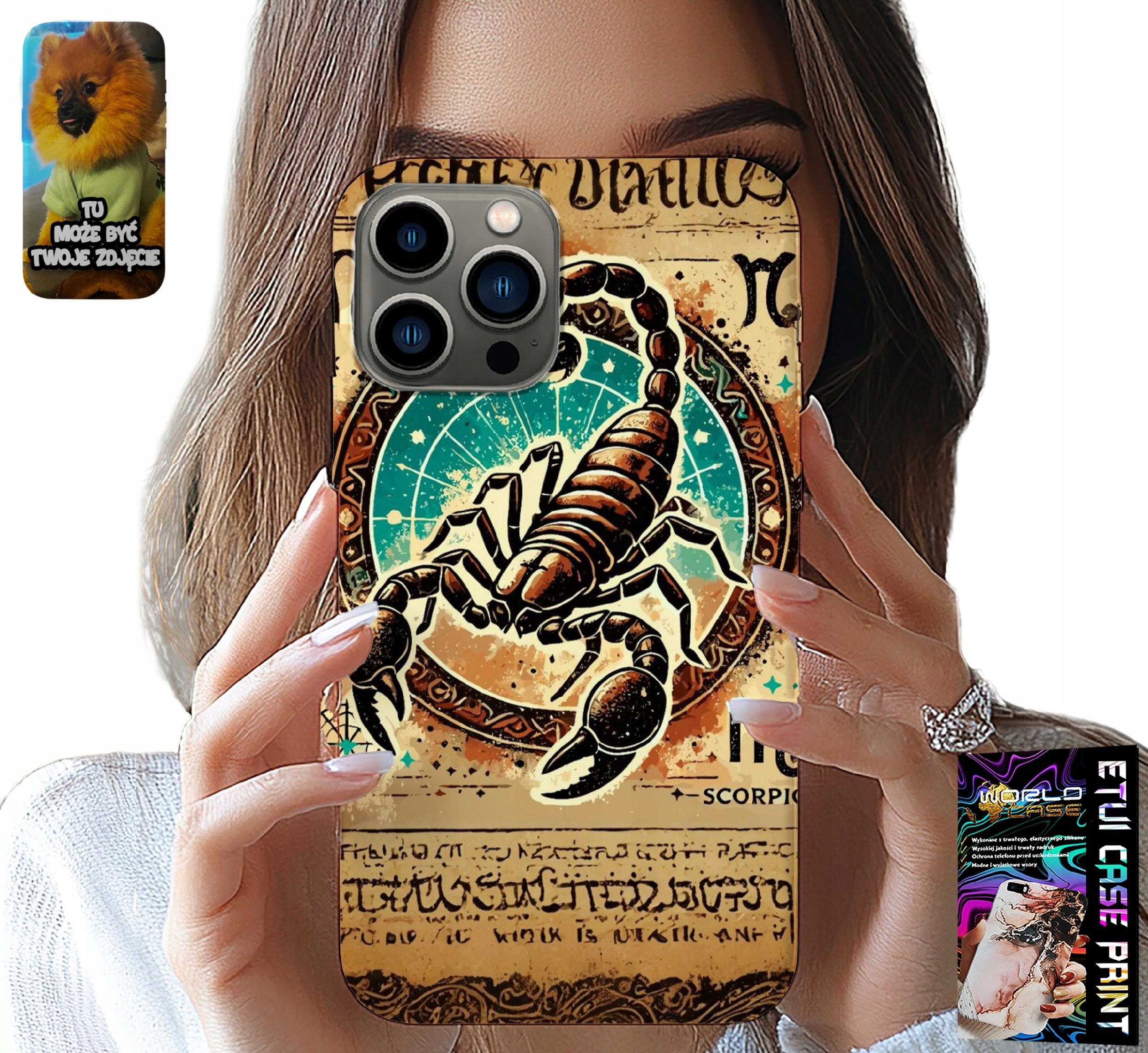 ETUI DO IPHONE 13 PRO - SKORPION ZNAK ZODIAKU ASTRONOMIA + FOLIA