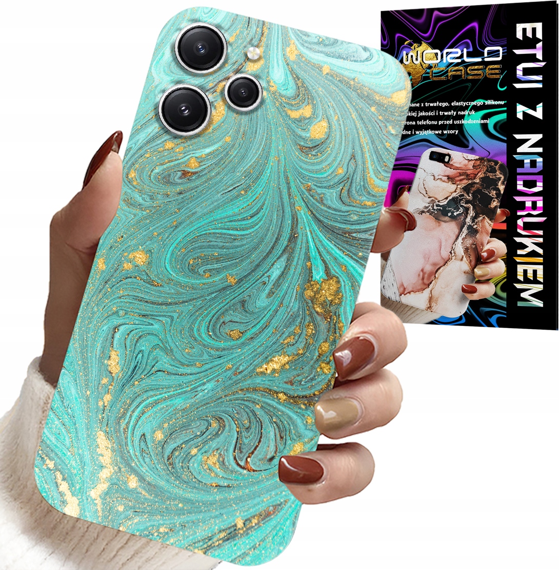 ETUI DO XIAOMI REDMI 12 4G - MARMURKOWE WZORY + SZKŁO HARTOWANE