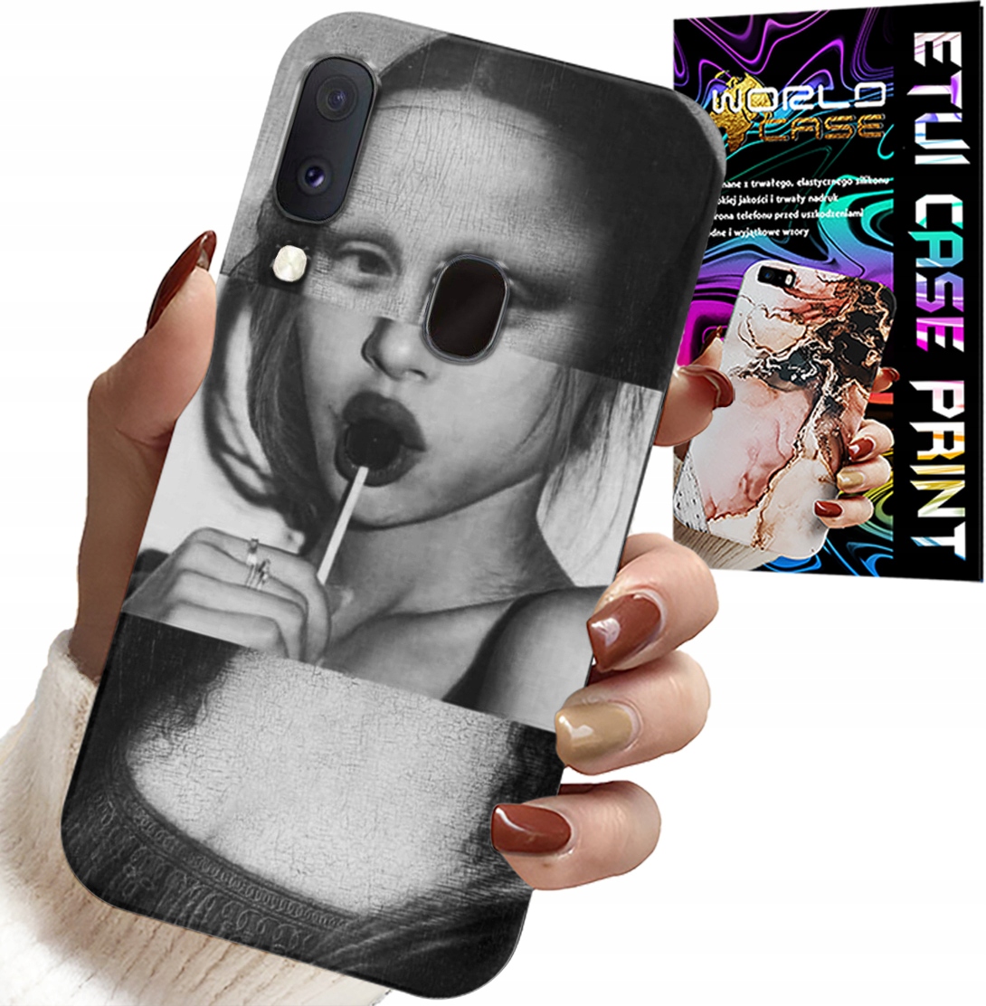 ETUI DO SAMSUNG GALAXY A20E - MONA LISA Z LIZAKIEM MODNE WZORY CASE