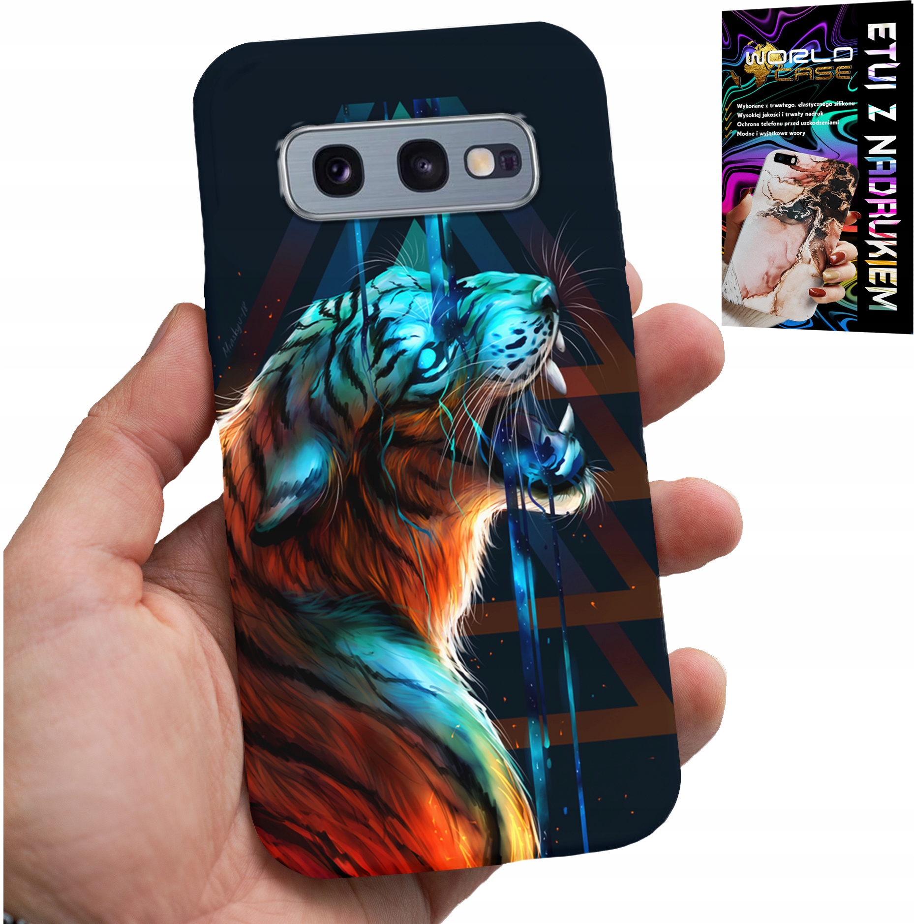 ETUI DO SAMSUNG GALAXY S10E - TYGRYS MĘSKIE WZORY NA OBUDOWĘ, CASE