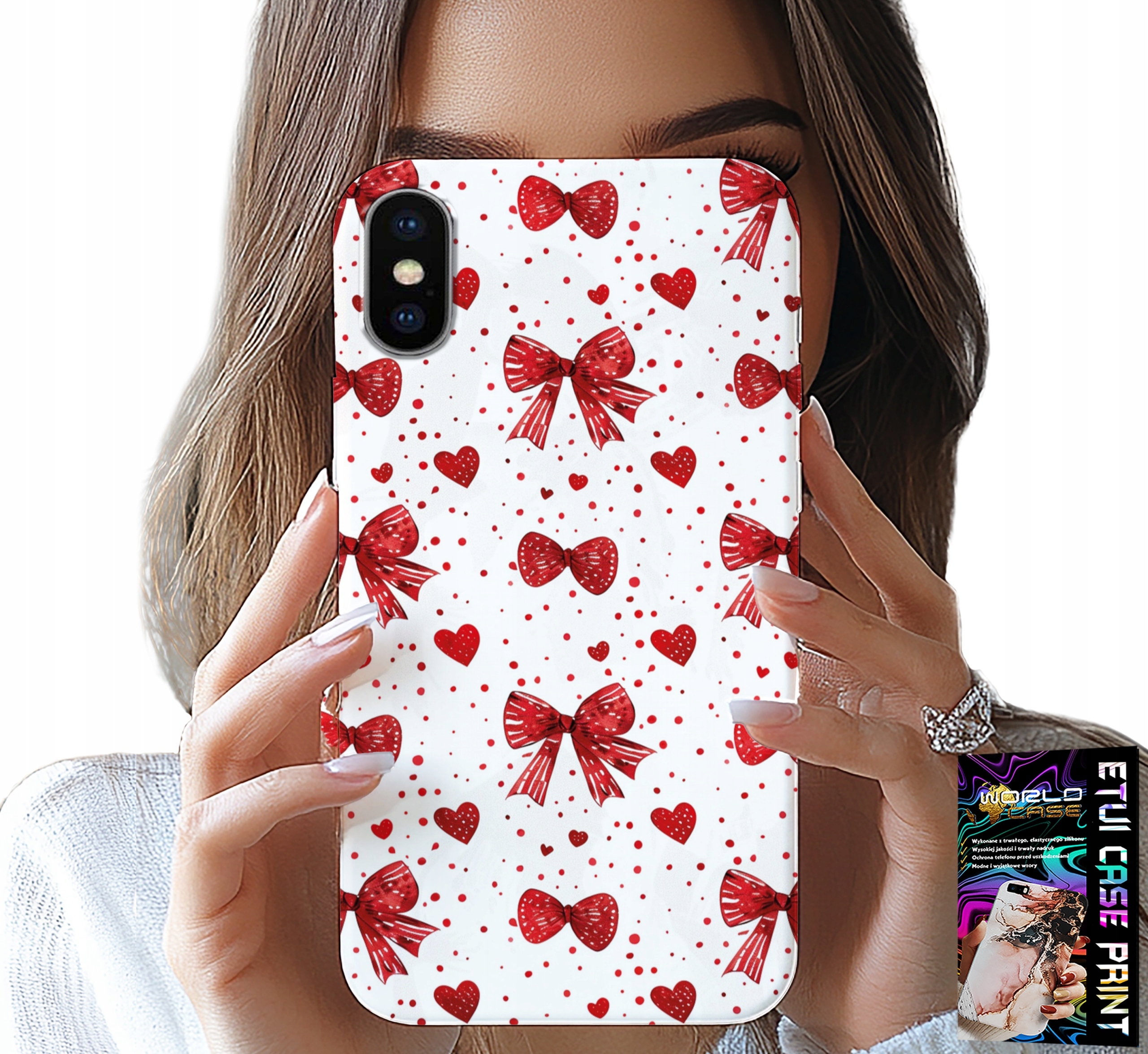 ETUI DO IPHONE XS MAX - CZERWONE WSTĄŻKI WSTĄŻKA MODNE WZORY