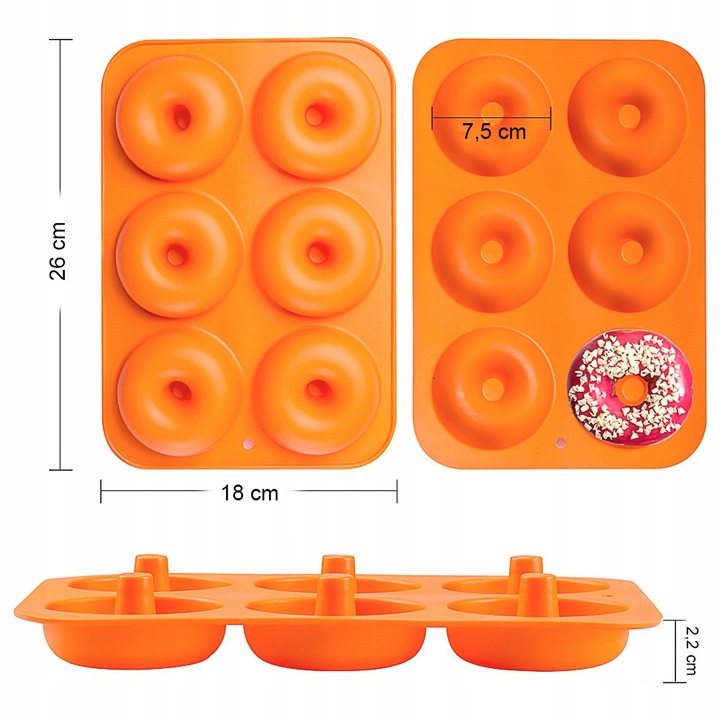 FORMA SILIKONOWA DO PIECZENIA DONATÓW PĄCZKÓW 6 GNIAZD