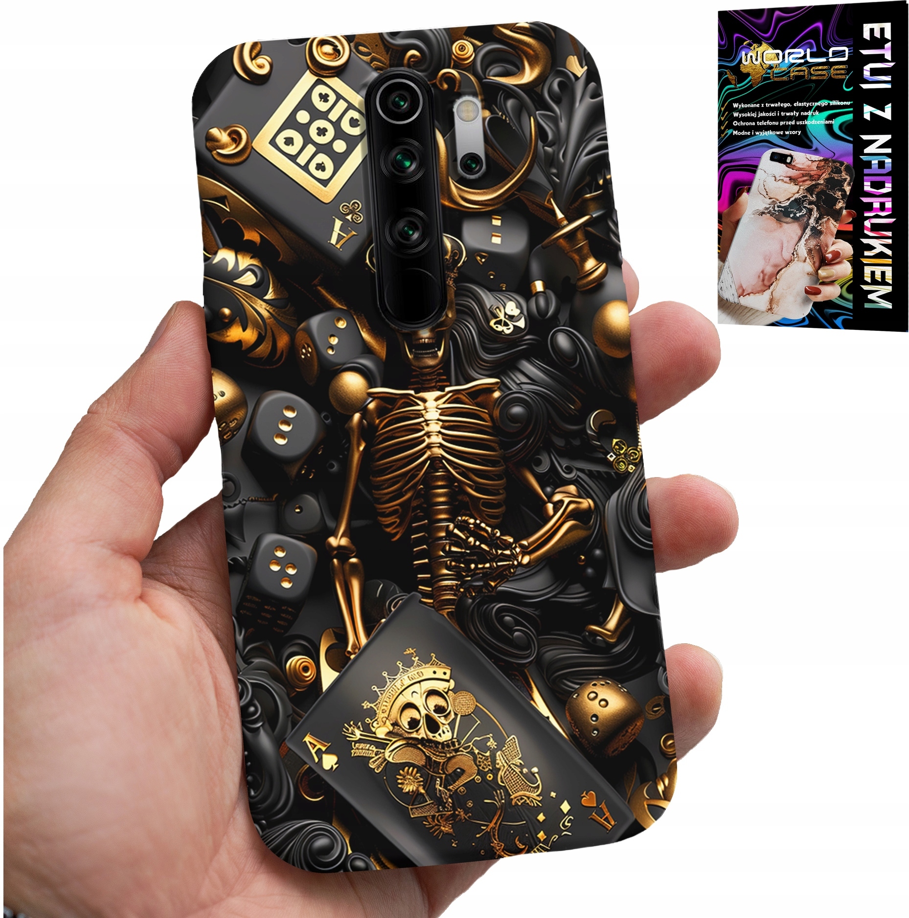 ETUI DO XIAOMI NOTE 8 PRO - KRÓL POKER KOŚCI AS WZORY DLA MEN +SZKŁO