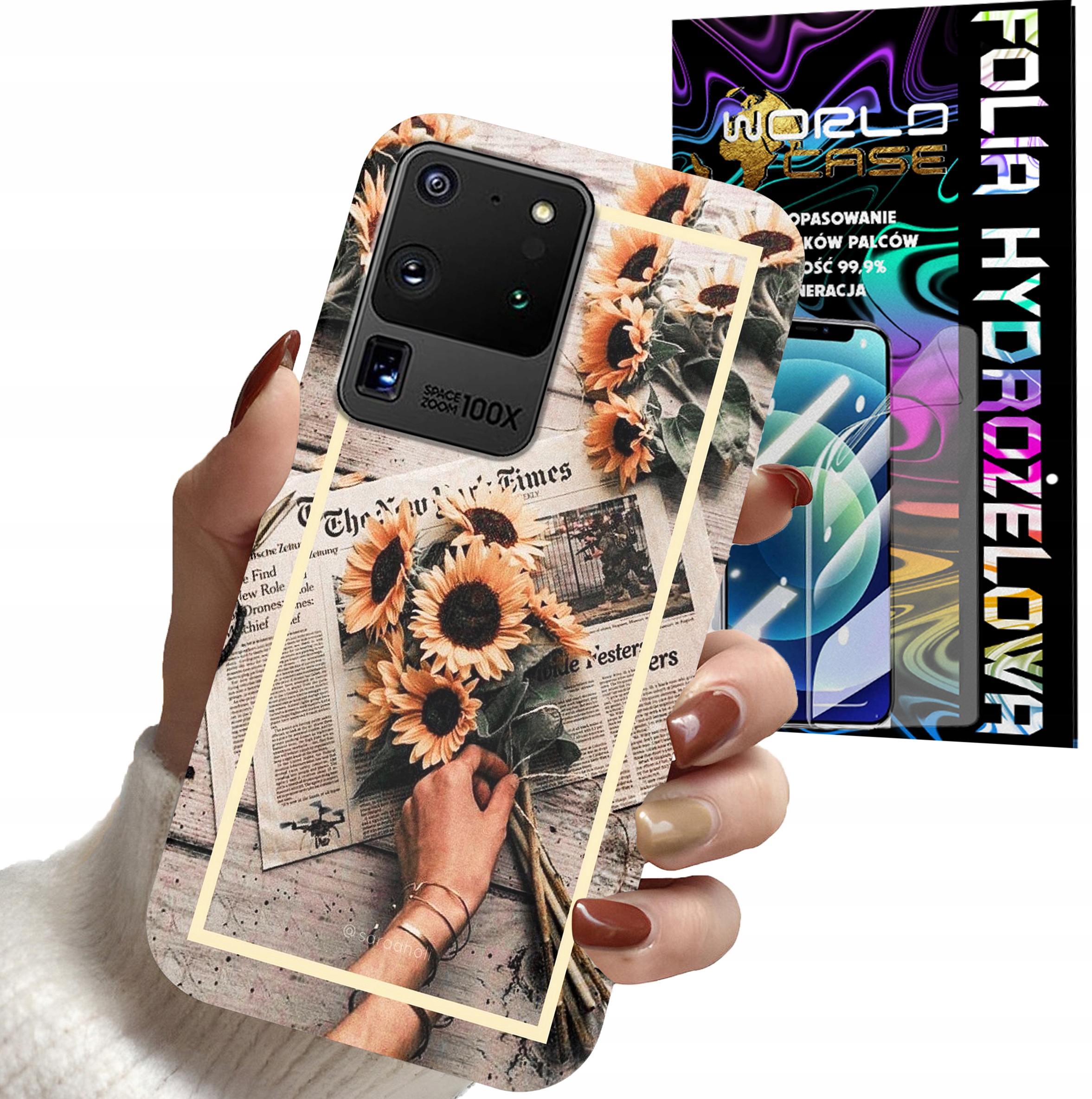 ETUI CASE DO SAMSUNG S20 ULTRA - SŁONECZNIK KWIATY DLA KOBIET PLECK + FOLIA