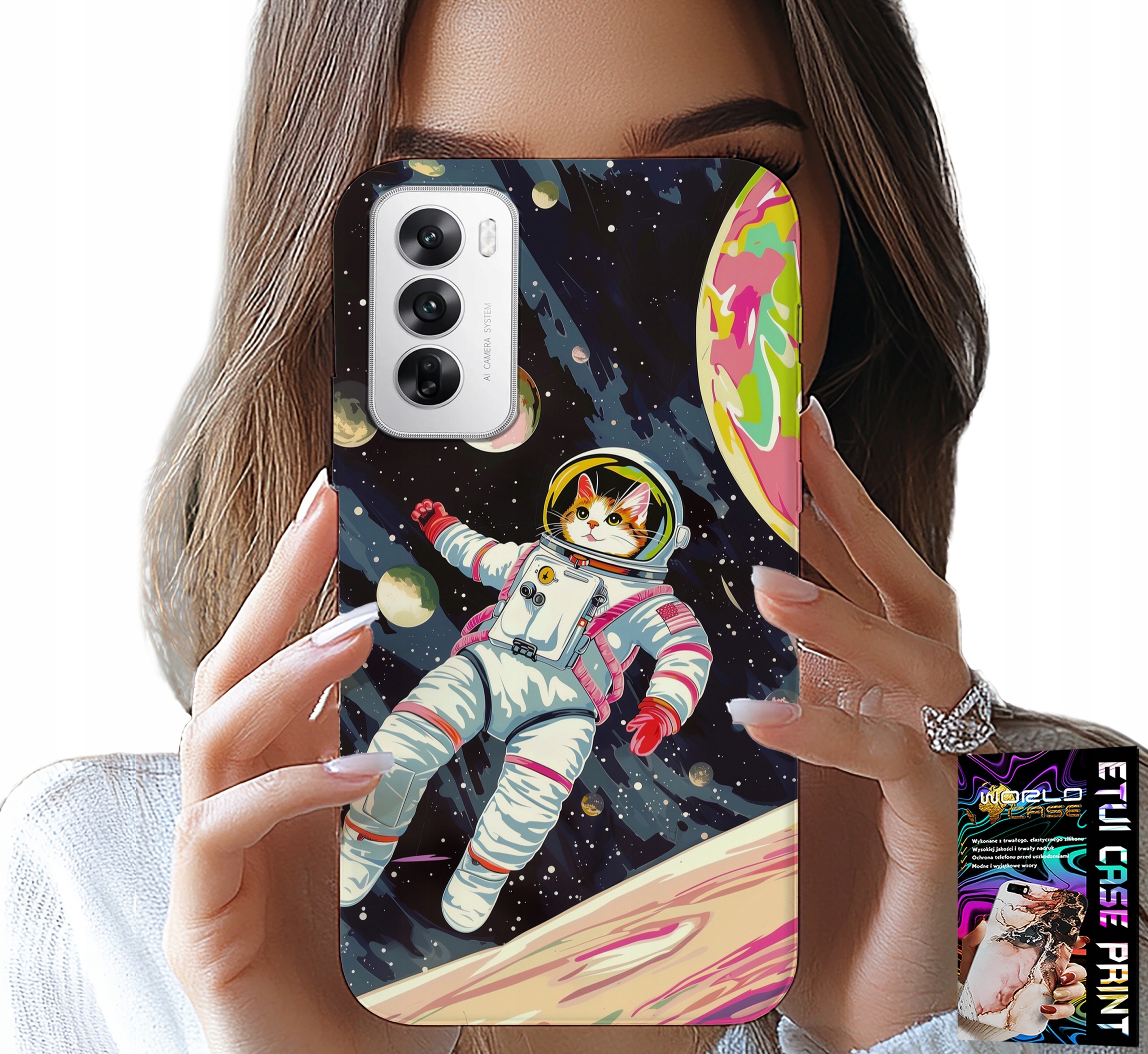 ETUI DO OPPO RENO12 PRO 5G - KOCI ASTRONAUTA KOT KOSMOS OBUDOWA CASE