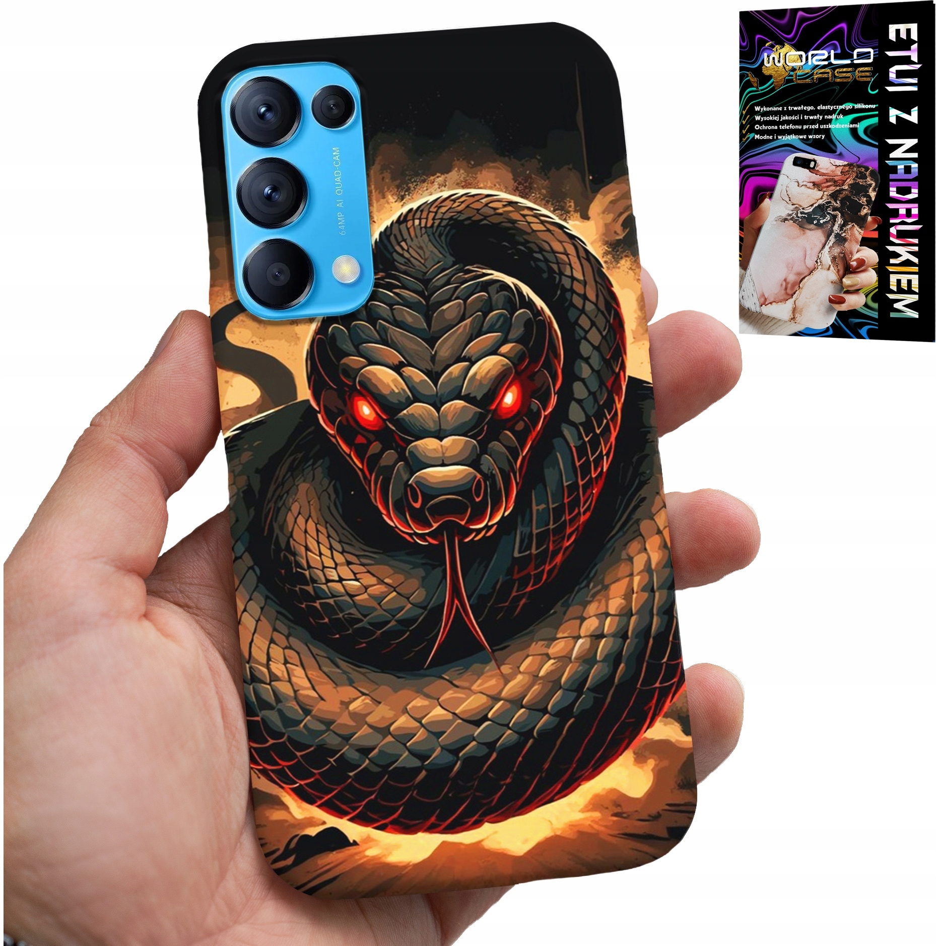 ETUI DO OPPO FIND X3 LITE - WĄŻ, WĘŻE KOBRA GRZECHOTNIK CASE + FOLIA