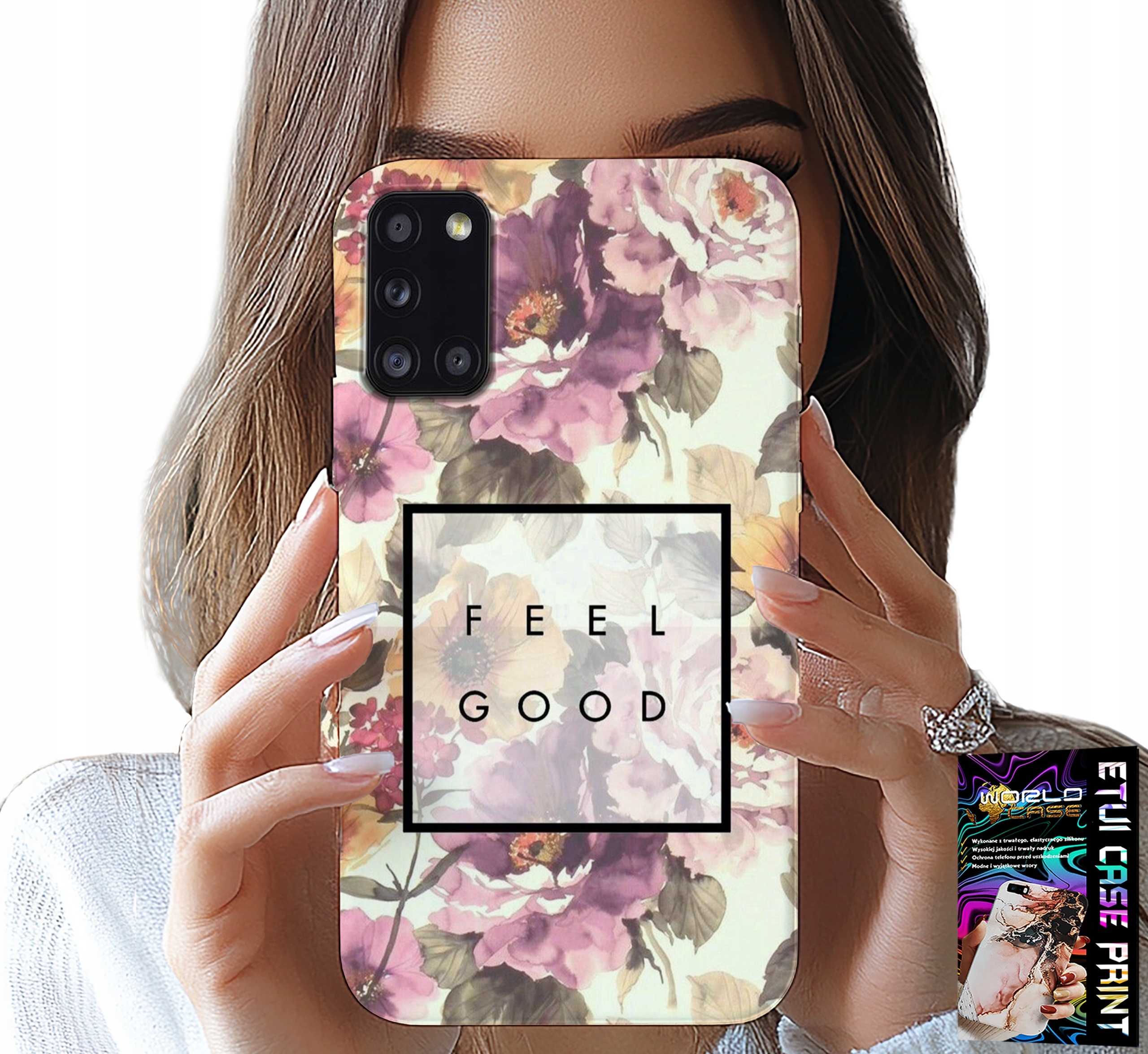 ETUI DO SAMSUNG GALAXY A31 - KWIATISTY WZÓR, MODNE DAMSKIE + SZKŁO