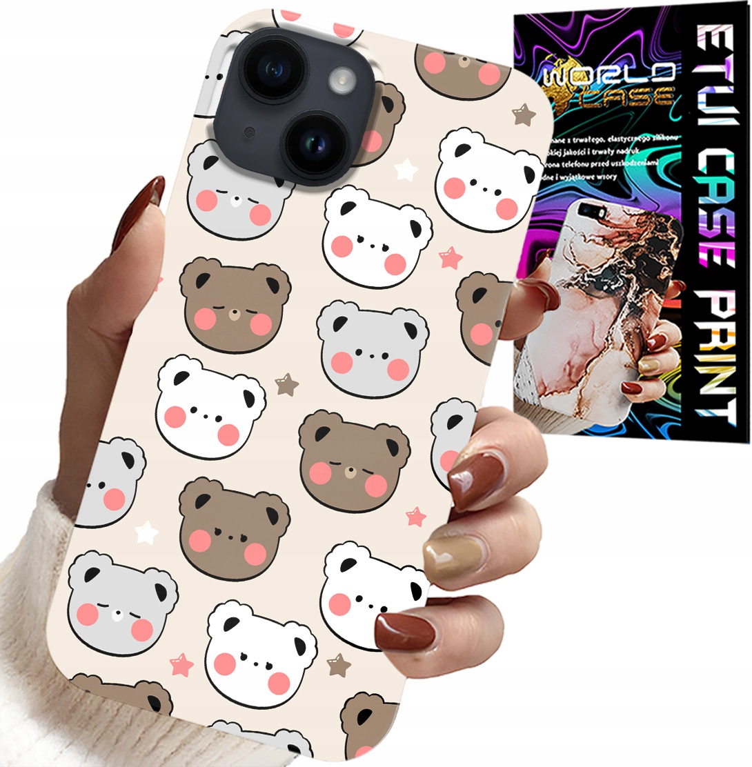 ETUI DO IPHONE 15 - MIŚ MISIE WZORY DLA NAJMŁODSZYCH + SZKŁO