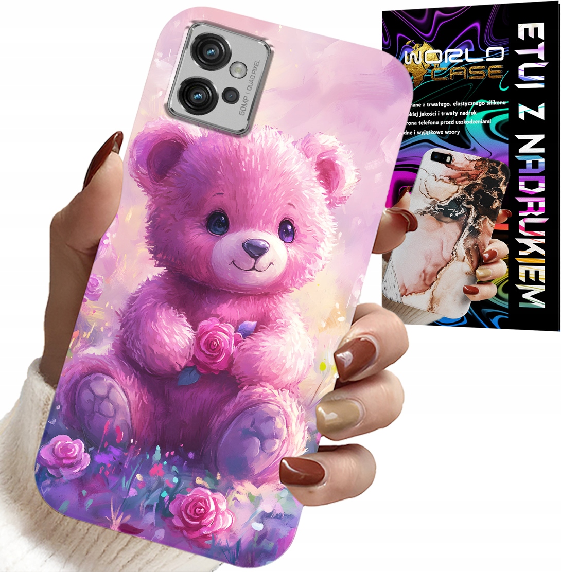 ETUI DO MOTOROLA G32 - SŁODKI MIŚ NA RÓŻOWYM TLE, CASE + FOLIA